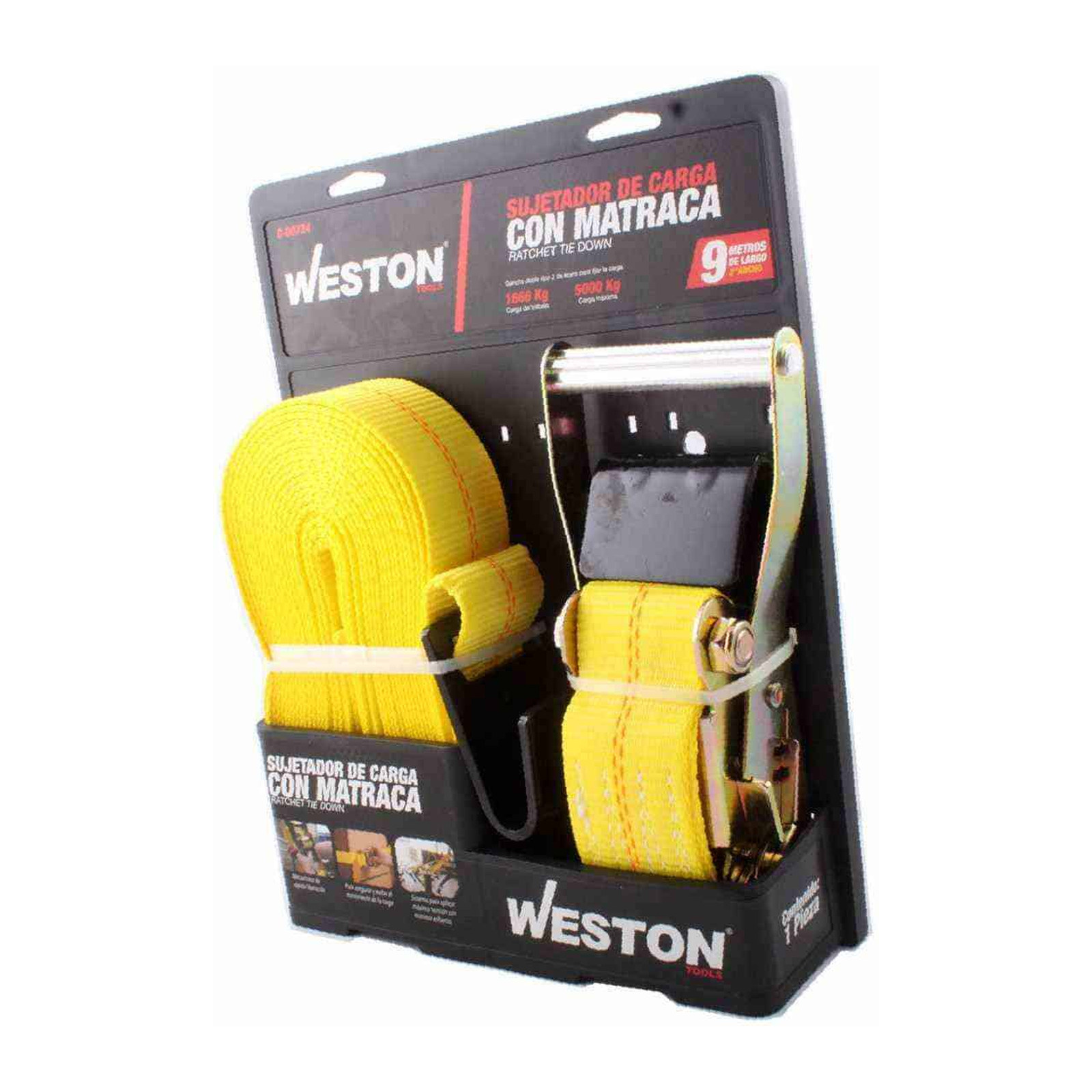 Sujetador con Matraca 2" x 9 m Gancho Plano WESTON