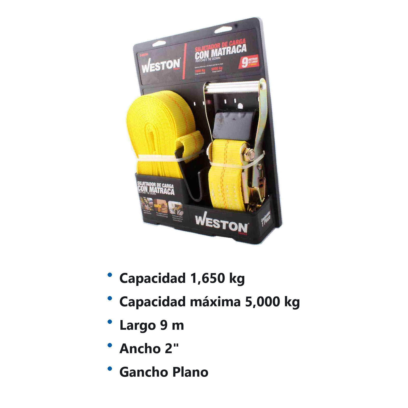 SUJETADORES CON MATRACA 2" X 9M GANCHO PLANO - Imagen 2