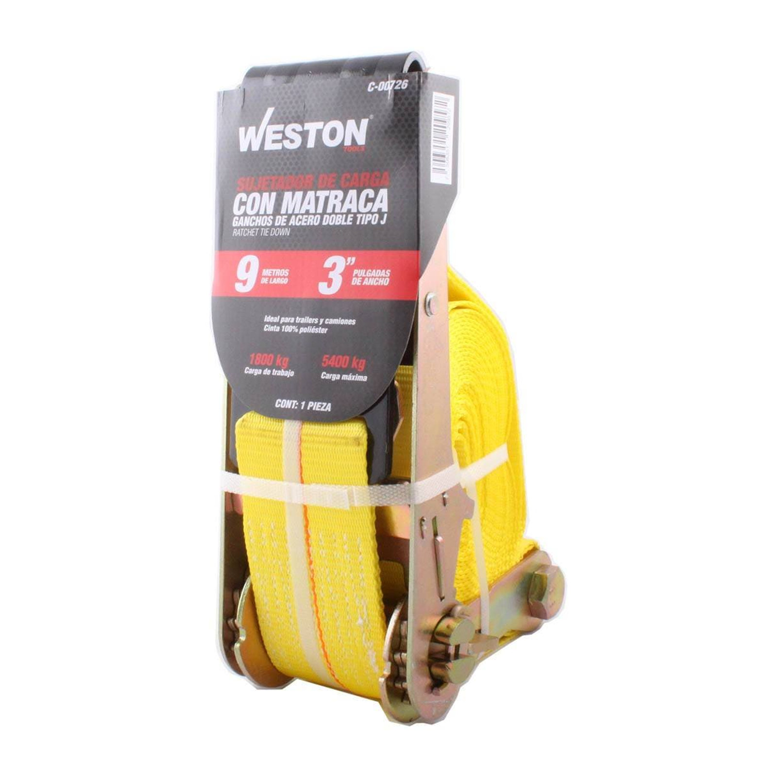 Sujetadores con Matraca y Gancho Plano 3" x 9 m WESTON