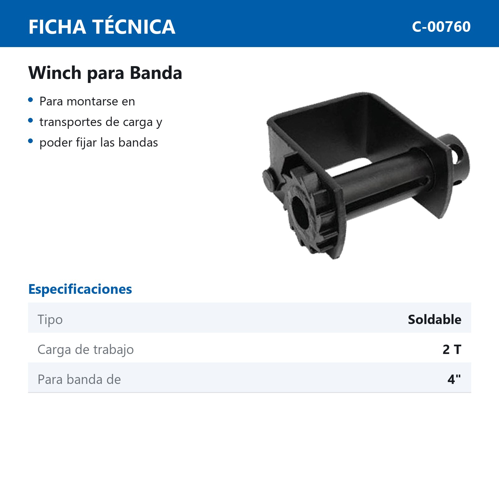 WINCH SOLDABLE P/BANDA 4" - Imagen 2