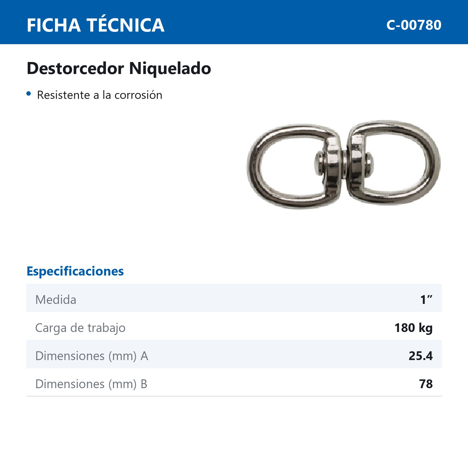 DESTORCEDOR NIQUELADO 1"  (Precio X Pieza - Empaque C/1 pz) - Imagen 2