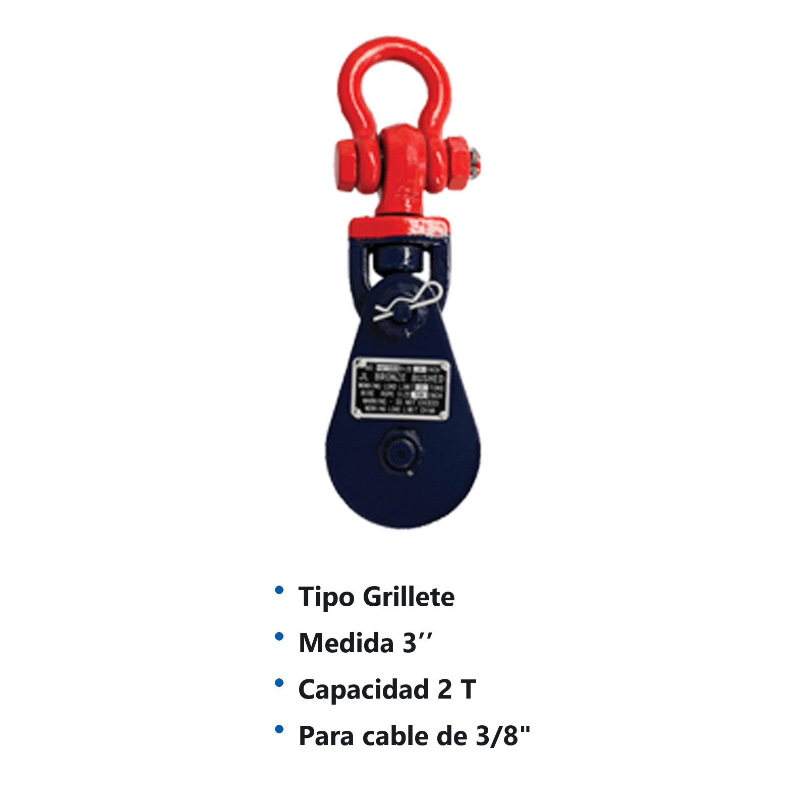 PASTECA C/GRILLETE P/CABLE HD 2T 3" - Imagen 2