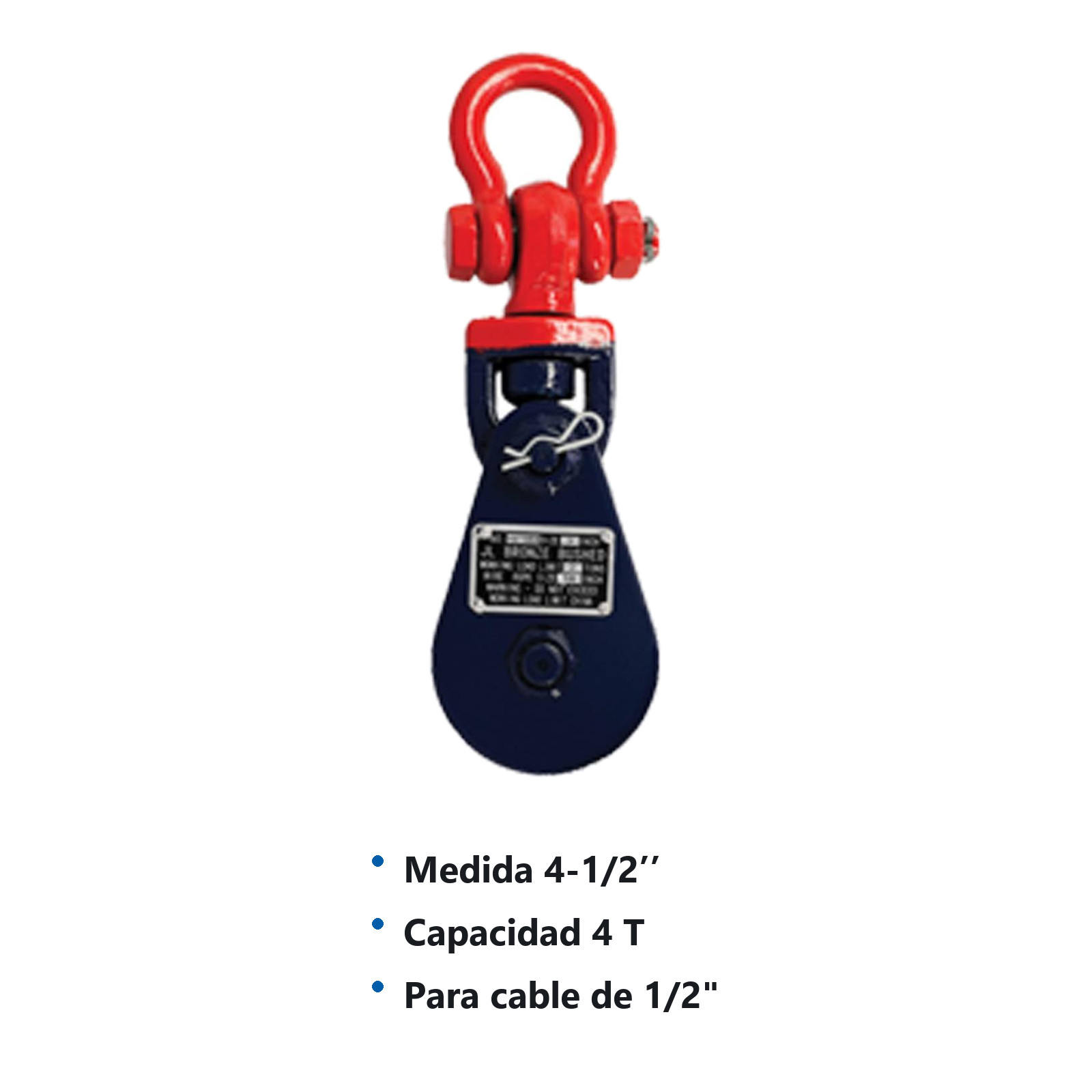 PASTECA C/GRILLETE P/CABLE HD 4T 4-1/2" - Imagen 2