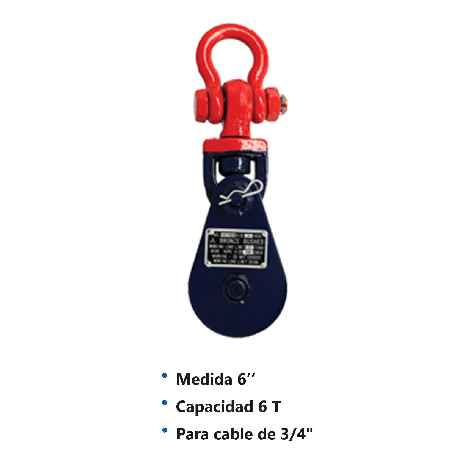 PASTECA C/GRILLETE P/CABLE HD 6T 6" - Imagen 2