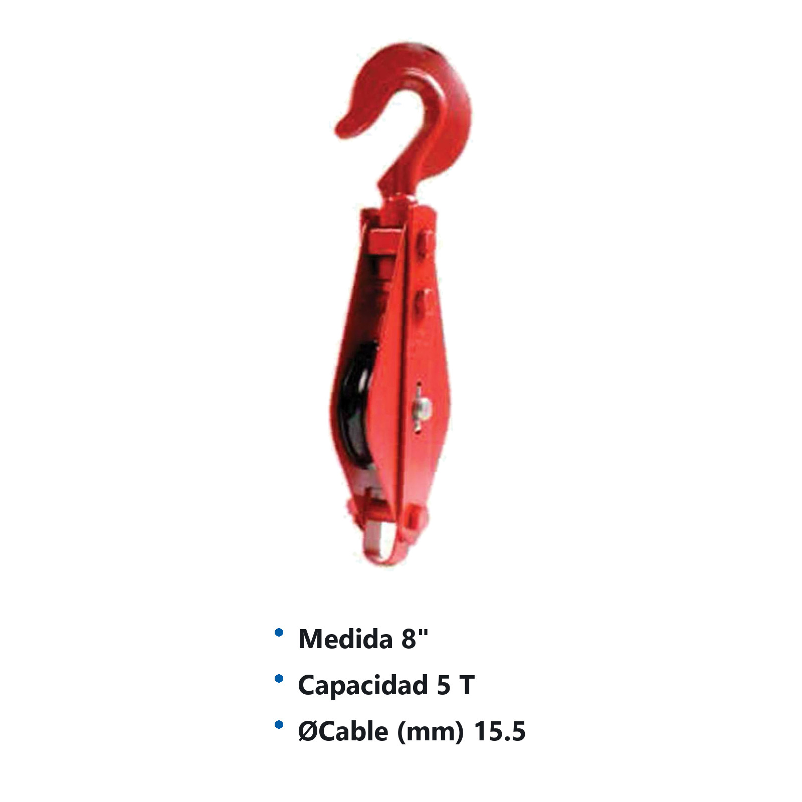 POLEA GARRUCHA P/CABLE SENCILLA 8" 5T - Imagen 2