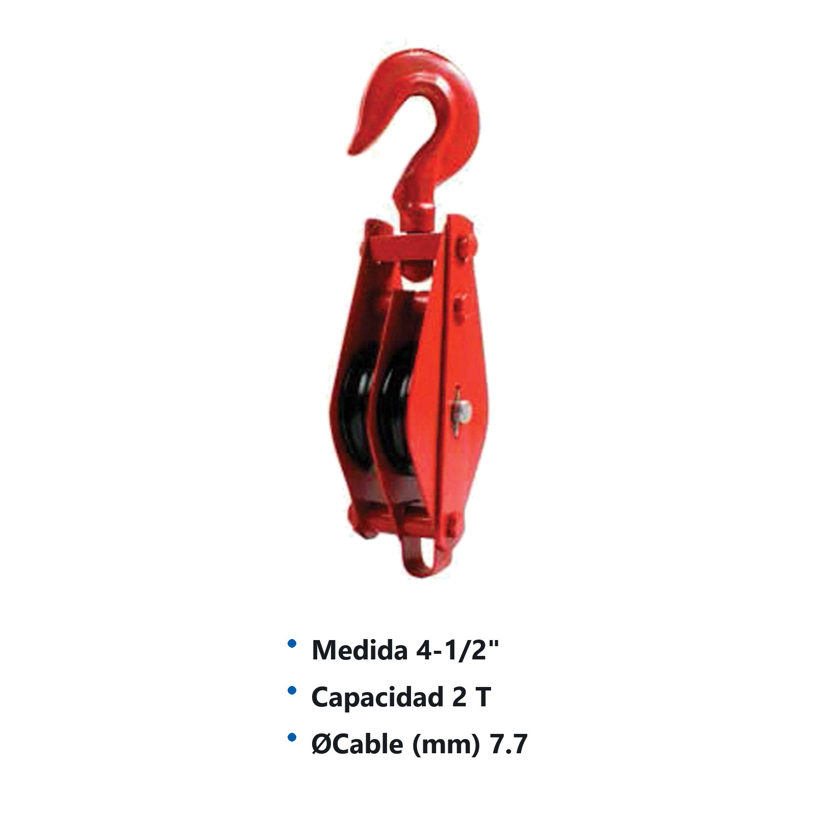 POLEA GARRUCHA P/CABLE DOBLE 4-1/2" 2T - Imagen 2