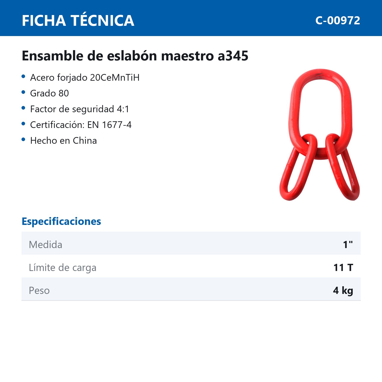ENSAMBLE DE ESLABON MAESTRO A345   1" - Imagen 2
