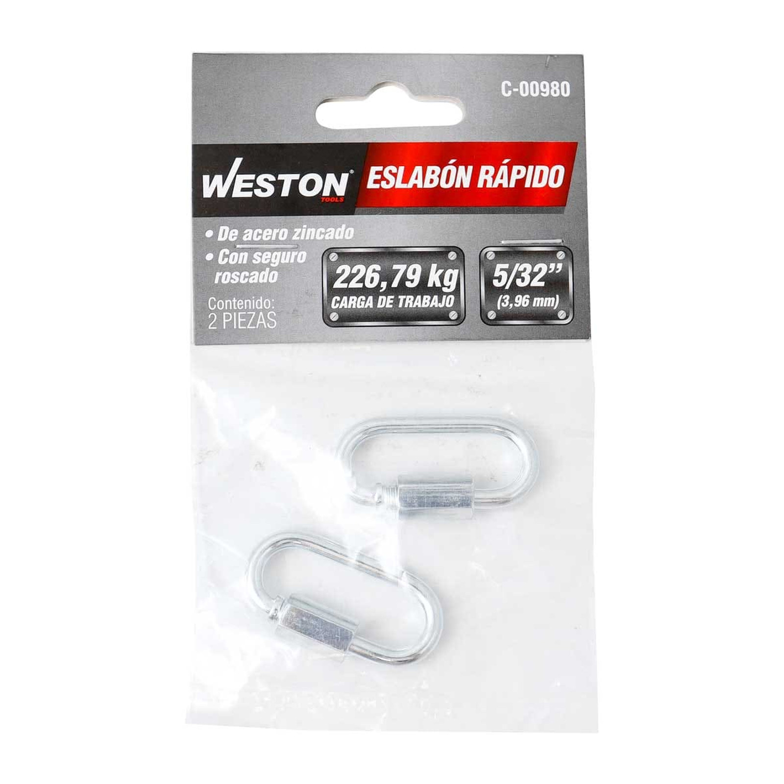 ESLABON RAPIDO ACABADO ZINC 5/32" X 40MM (Precio X Pieza - Empaque C/2 pzs) - Imagen 2