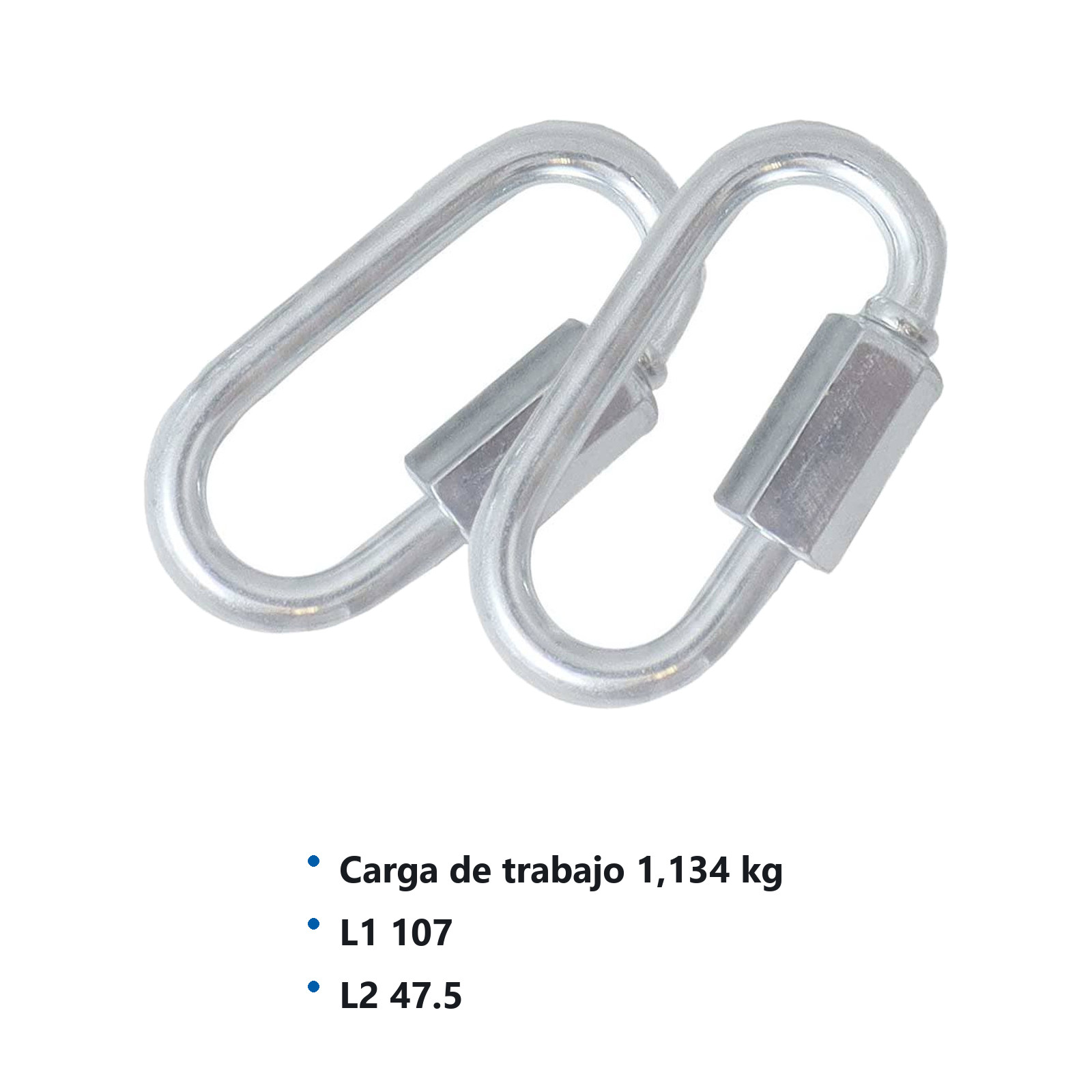 ESLABON RAPIDO ACABADO ZINC 1/2"X80MM (Precio X Pieza - Empaque C/1 pz) - Imagen 2