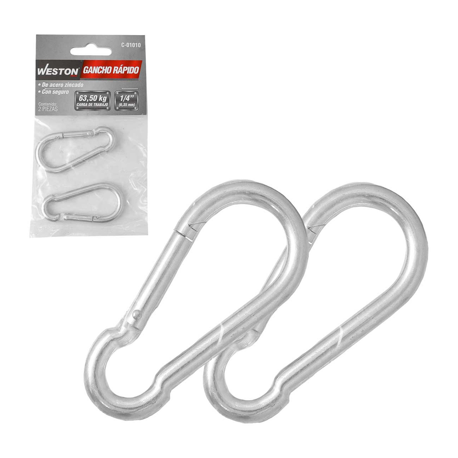 Weston Gancho Rápido de Acero con Seguro Zinc 6mm x 60mm