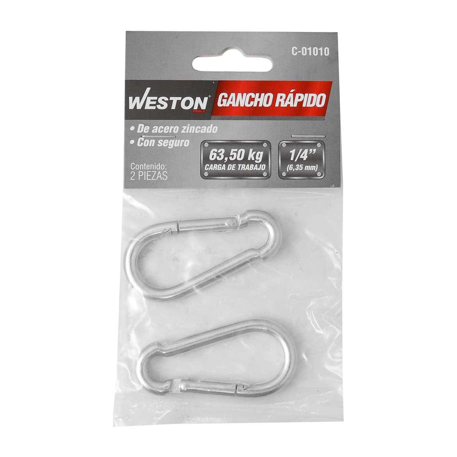 GANCHO RAPIDO ACERO C/SEGURO ZINC 6MM X 60MM (PRECIO X PIEZA - EMPAQUE C/2 PZAS) - Imagen 2