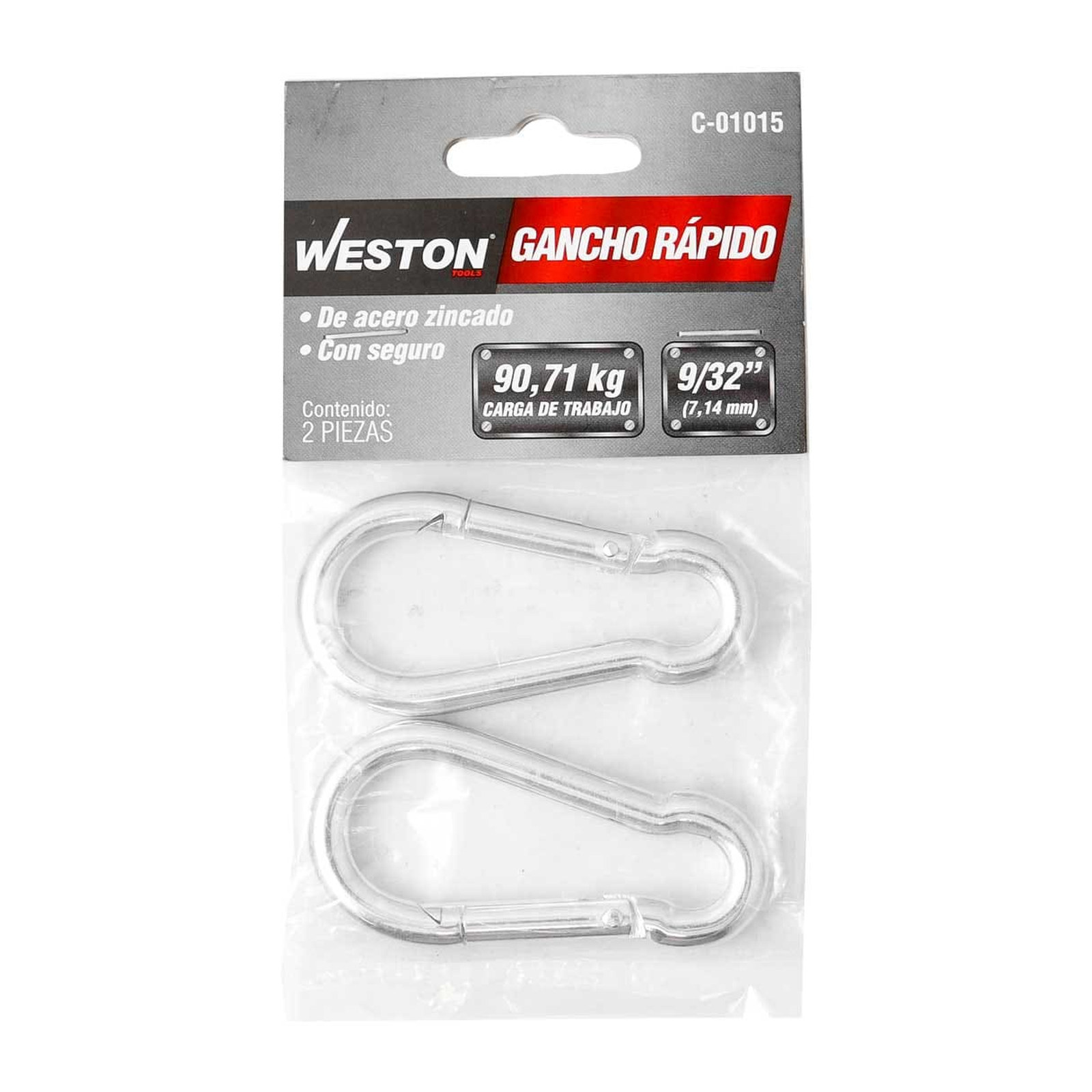 GANCHO RAPIDO ACERO C/SEGURO ZINC 7MM X 70MM (PRECIO X PIEZA - EMPAQUE C/2 PZAS) - Imagen 2