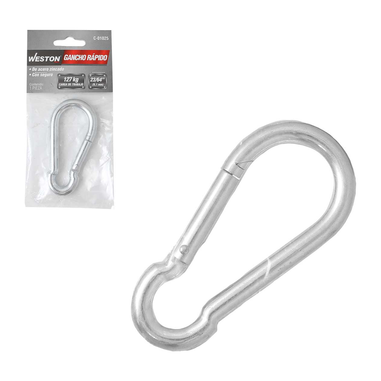 Gancho Rápido de Acero con Seguro Zinc 9mm x 90mm WESTON