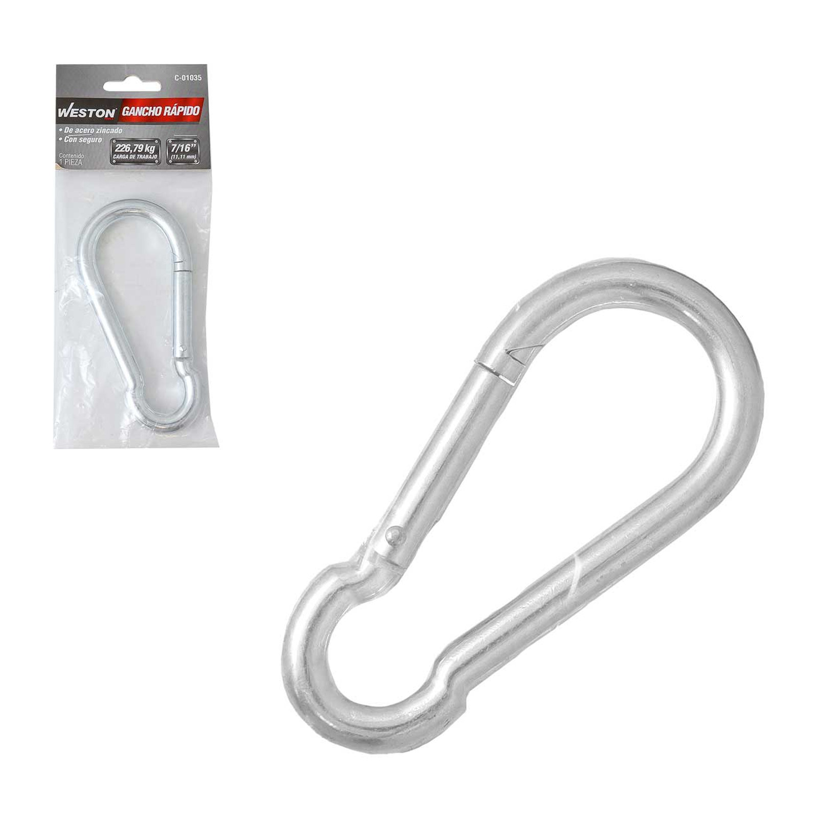Gancho Rápido de Acero con Seguro Zinc 11mm x 120mm Weston