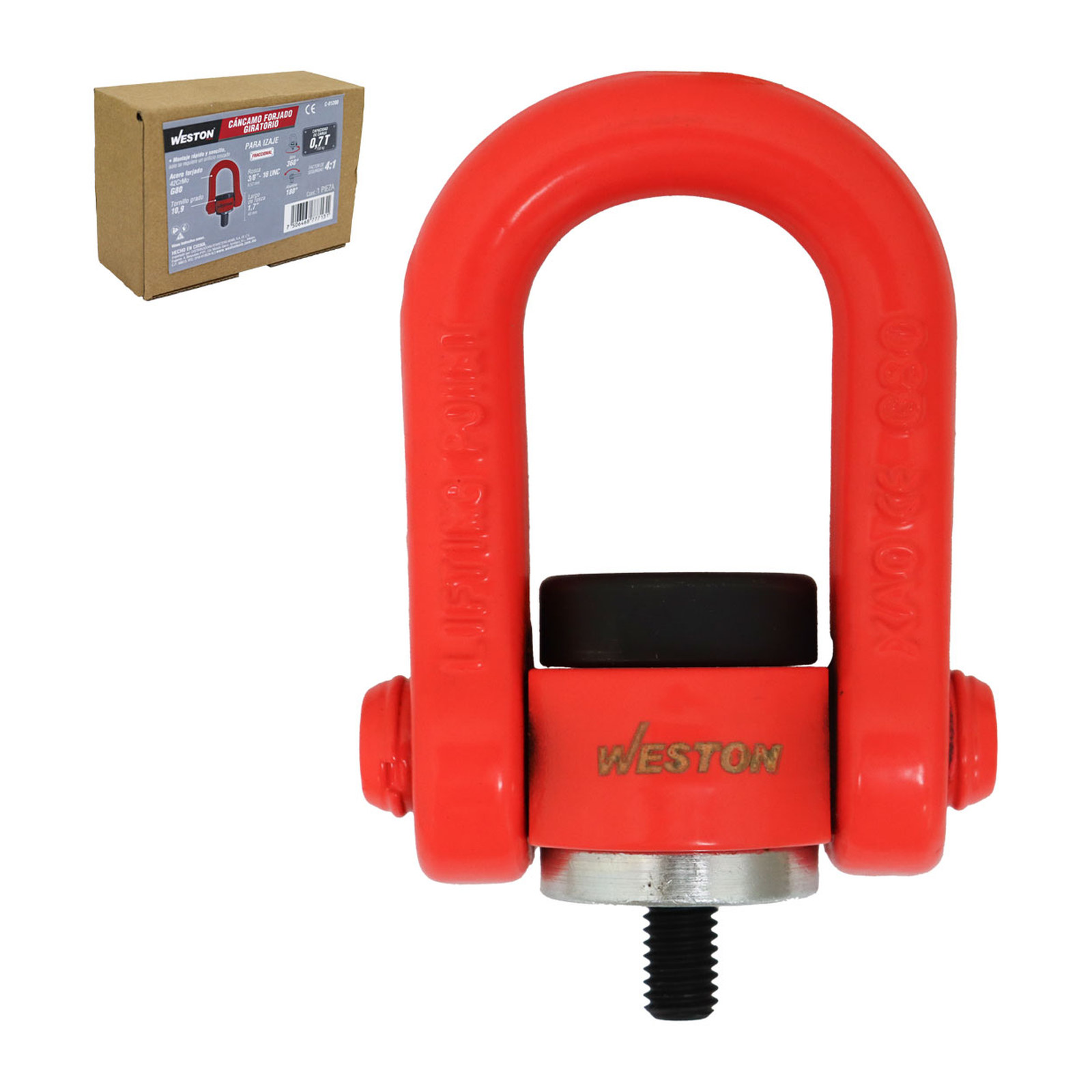 CANCAMO FORJADO G80 3/8"-16 x 1.7" GIRATORIO 360° ABATIBLE 180°