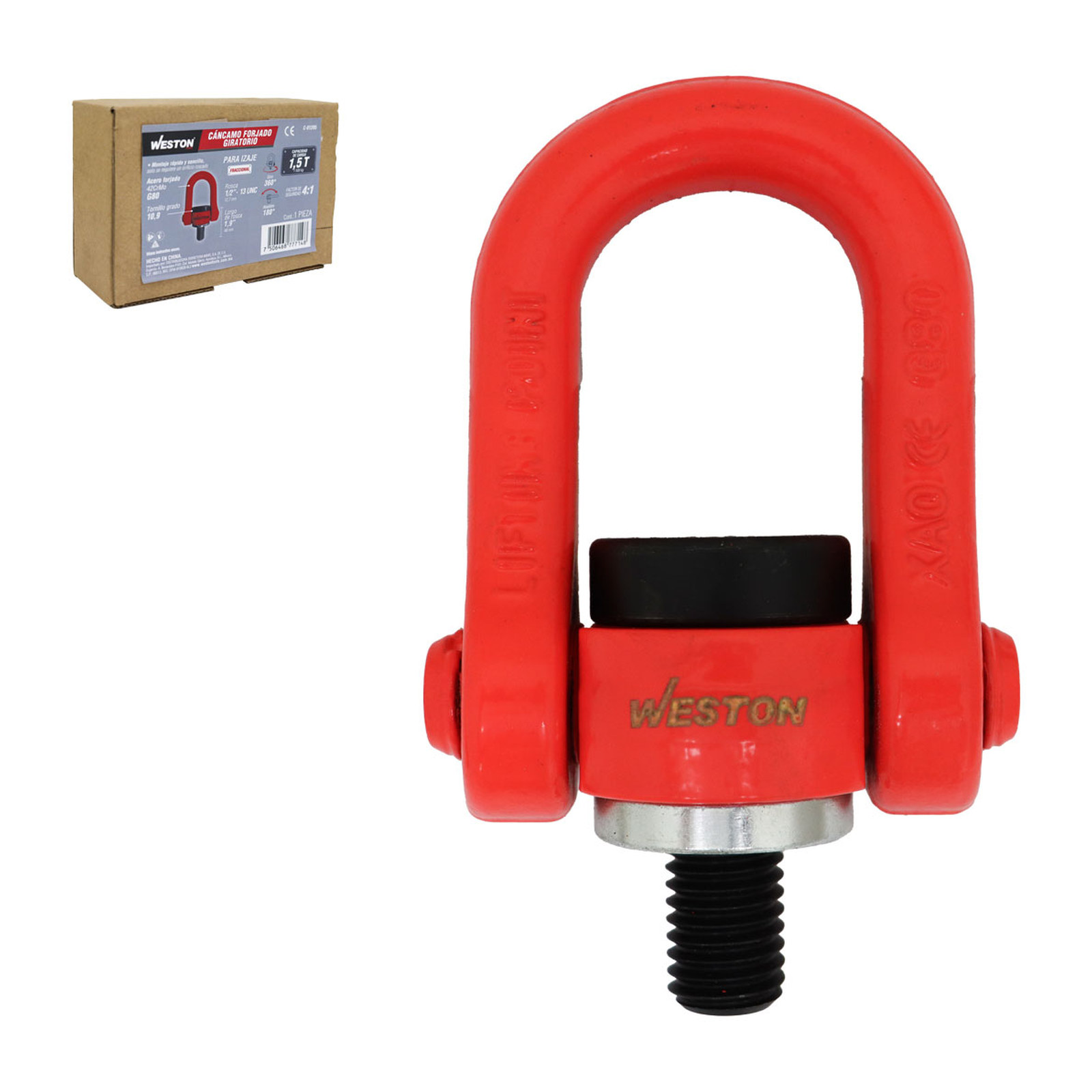 CANCAMO FORJADO G80 5/8"-11 x 2" GIRATORIO 360° ABATIBLE 180°