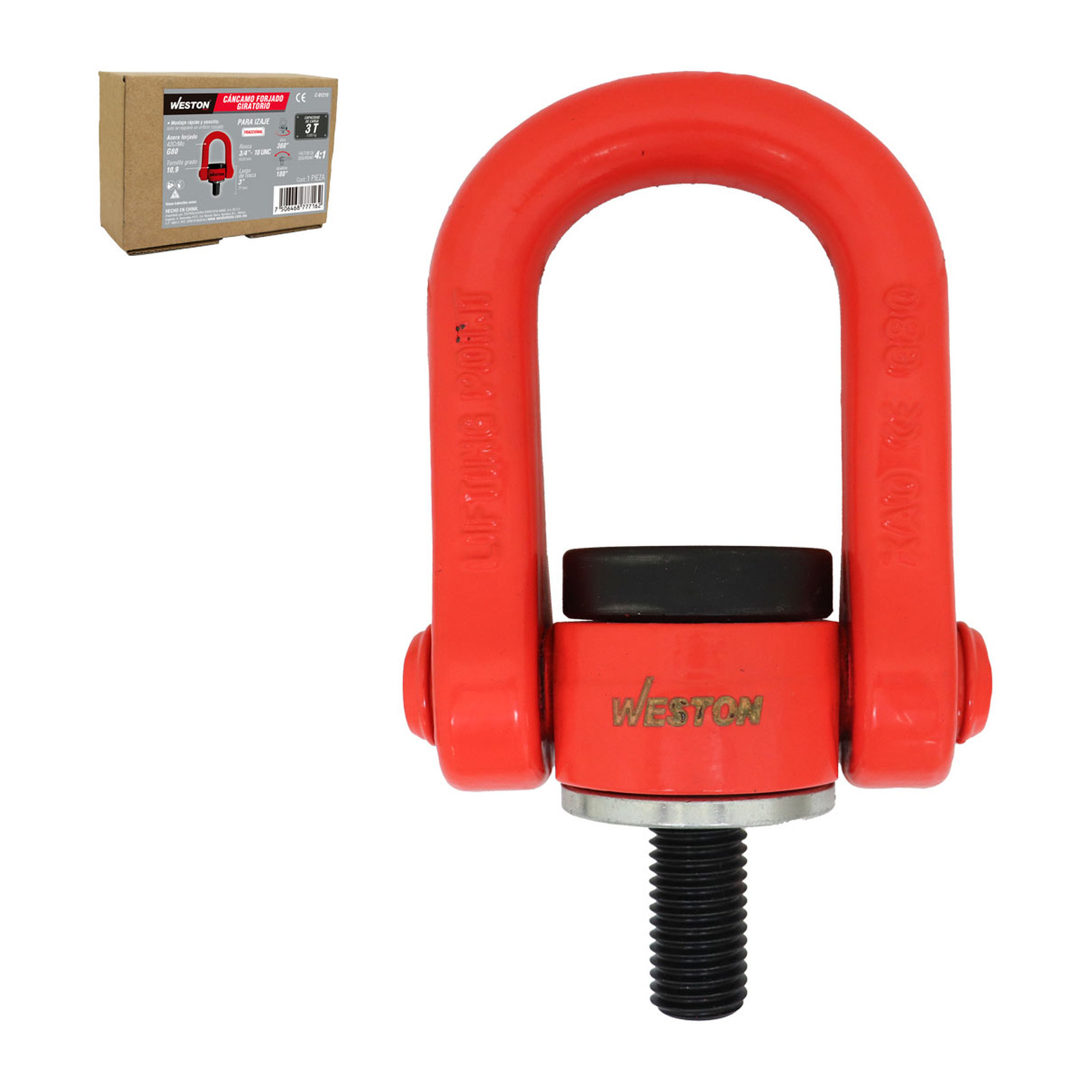 CANCAMO FORJADO G80 3/4"-10 x 3" GIRATORIO 360° ABATIBLE 180°