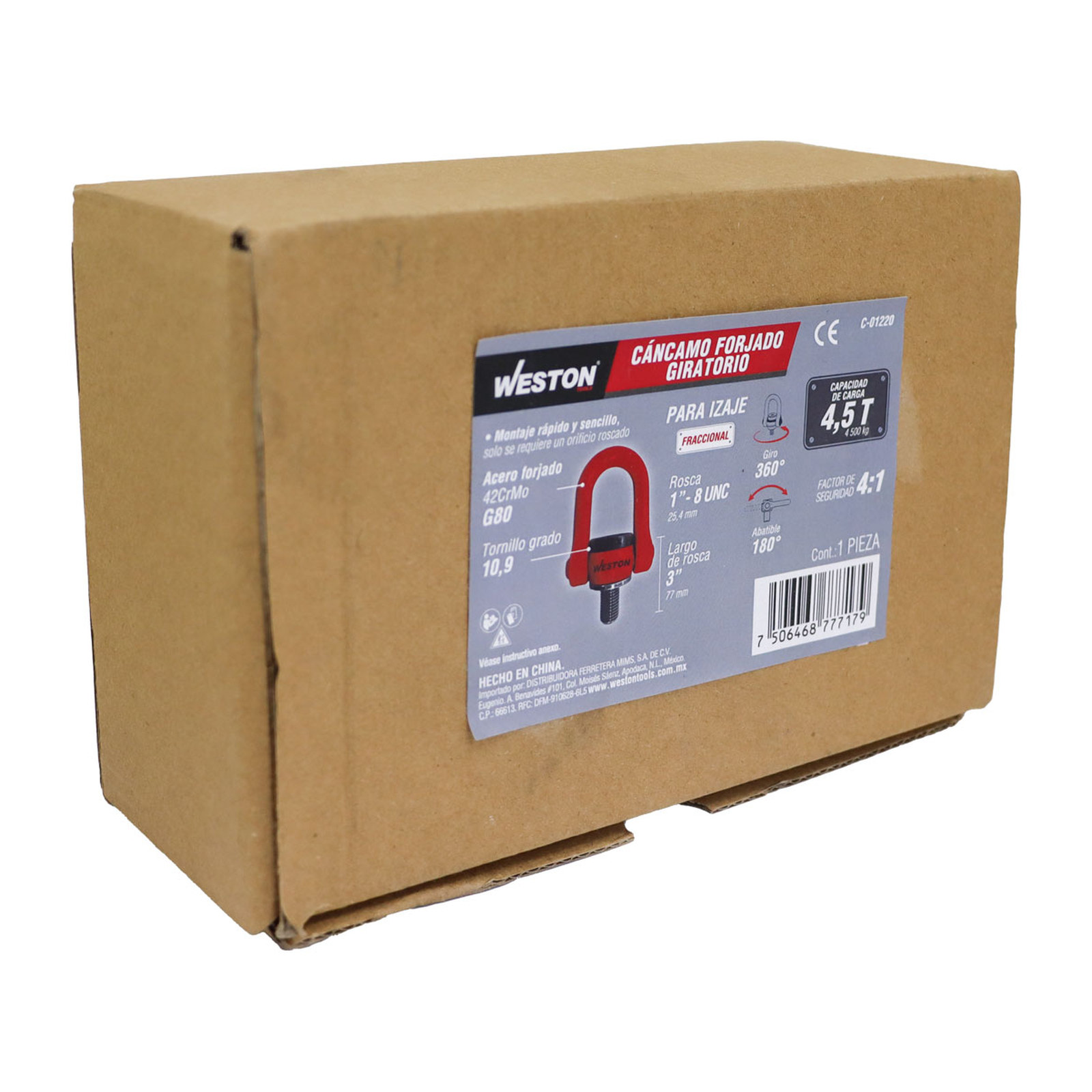 CANCAMO FORJADO G80 1"-8 x 3" GIRATORIO 360° ABATIBLE 180° - Imagen 4