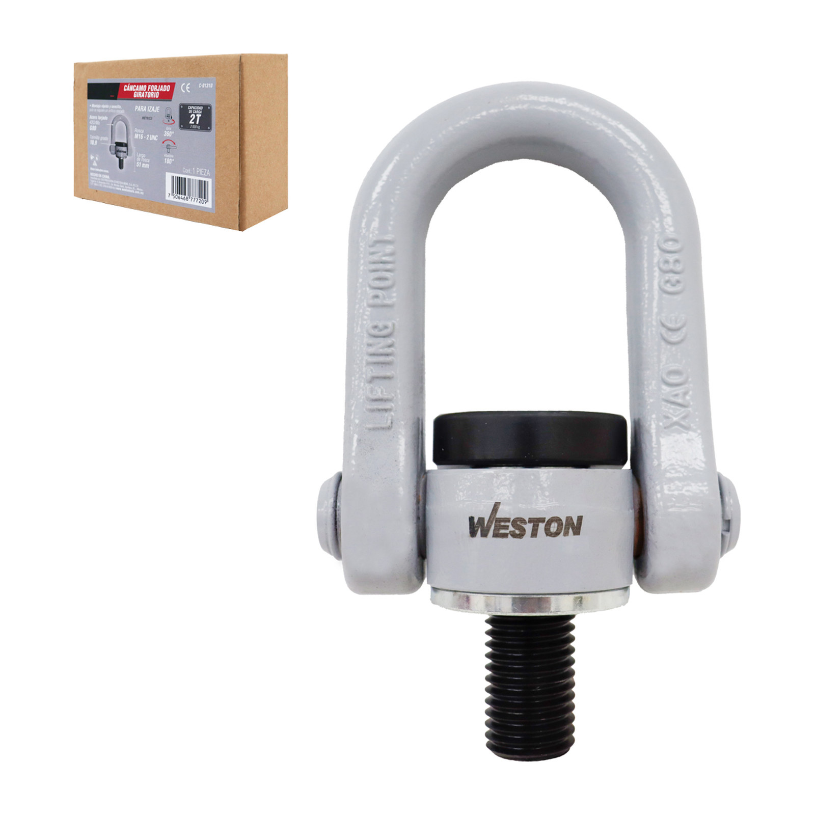Cáncamo Forjado Giratorio G80 M16-2 x 51 mm Abatible 360°/180° Weston