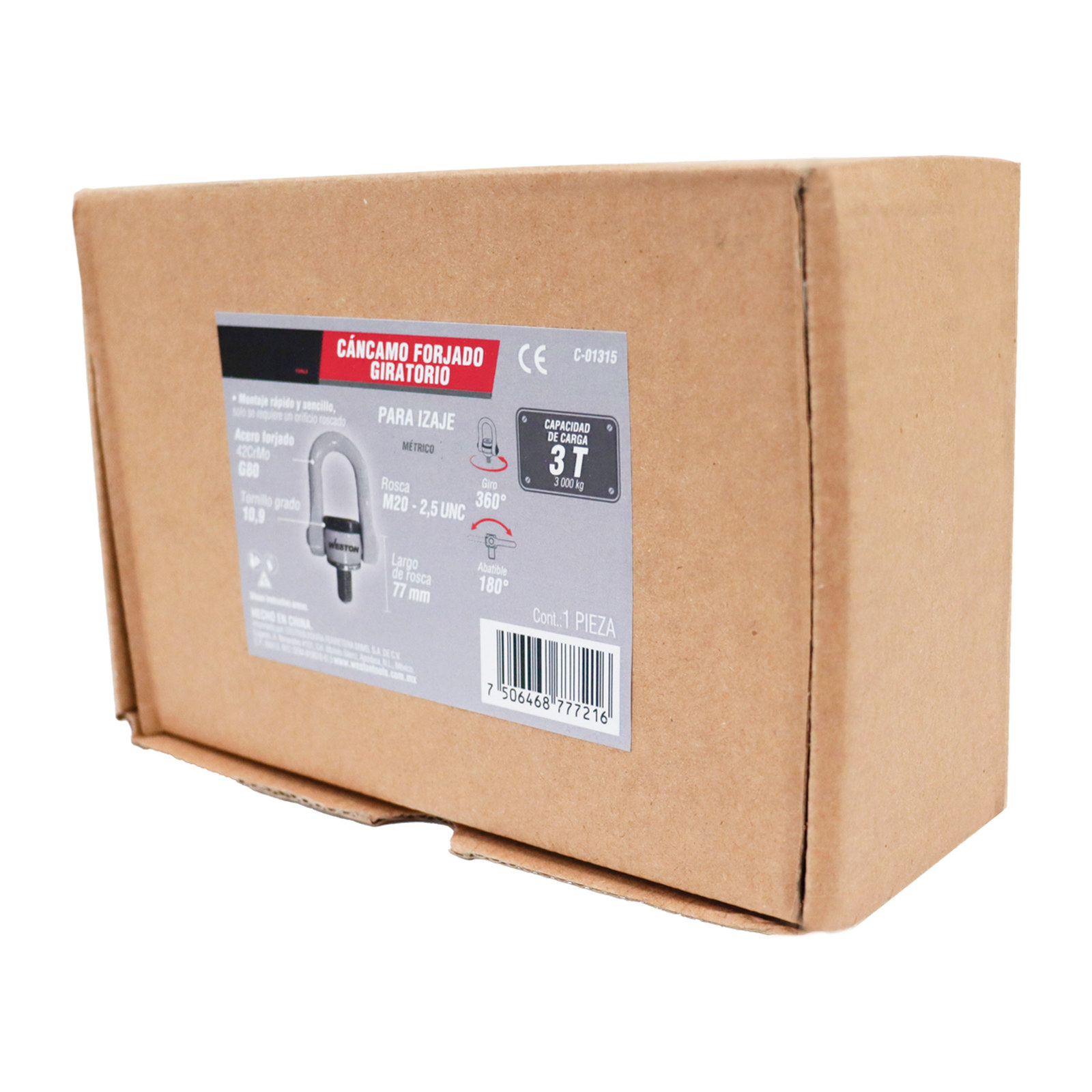 CANCAMO FORJADO G80 M20-2.5 x 77mm GIRATORIO 360° ABATIBLE 180° - Imagen 4
