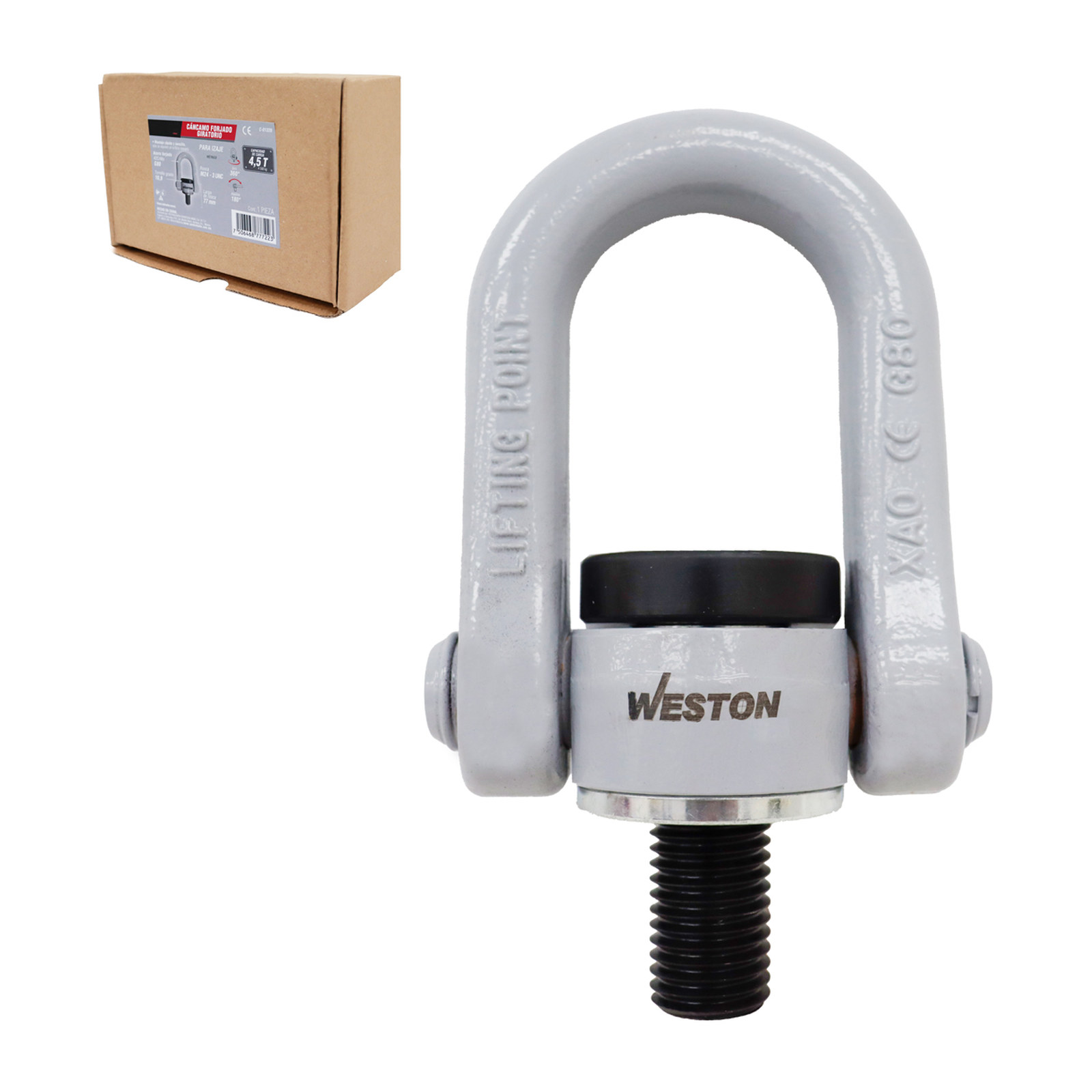 Weston Cáncamo Forjado Giratorio 360° Abatible 180° G80 M24-3 x 77 mm