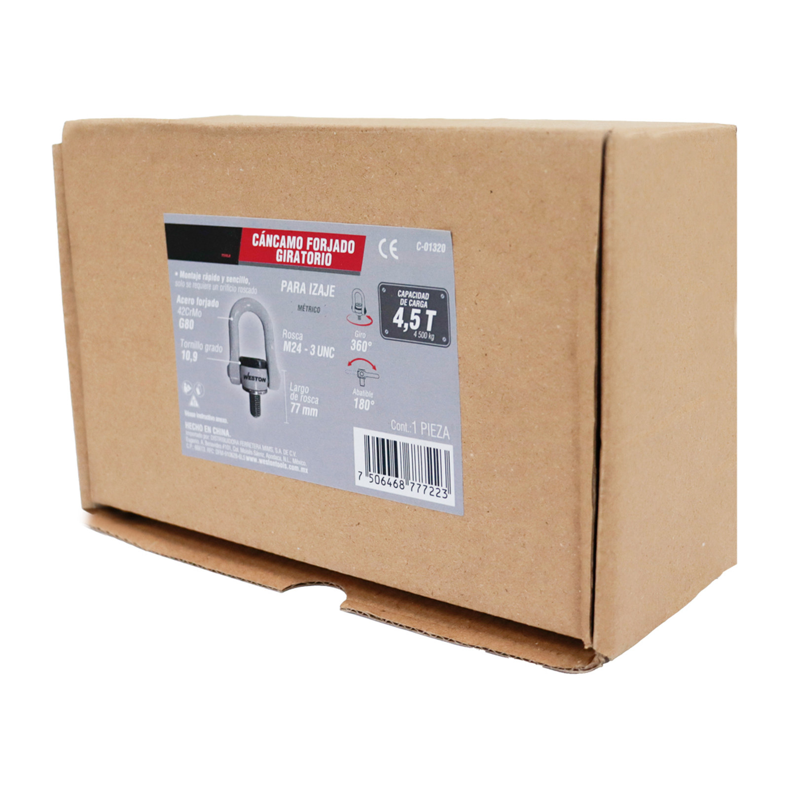 CANCAMO FORJADO G80 M24-3 x 77mm GIRATORIO 360° ABATIBLE 180° - Imagen 4