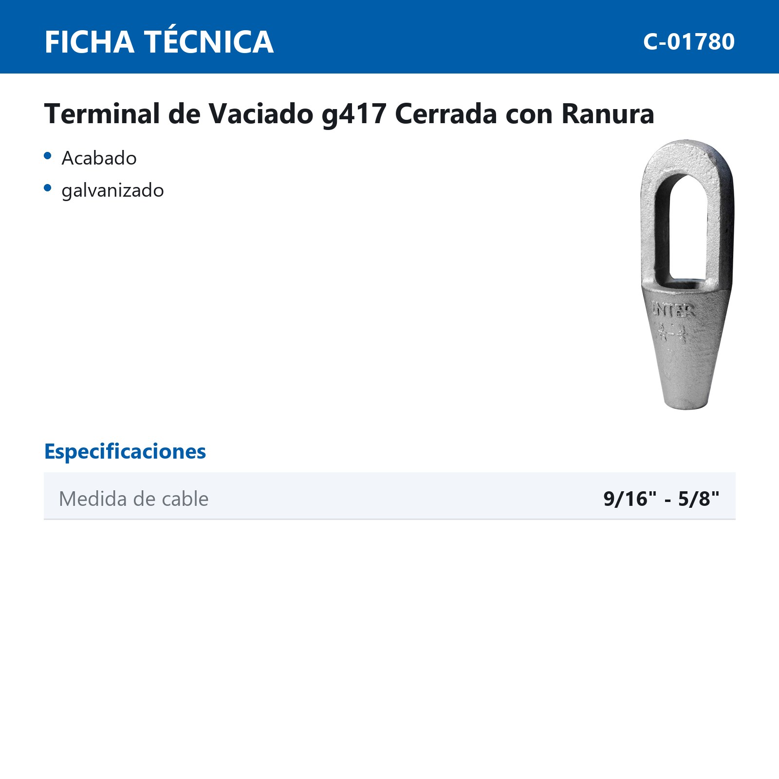 TERMINAL DE VACIADO G417 CERRADA 9/16"-5/8 - Imagen 2