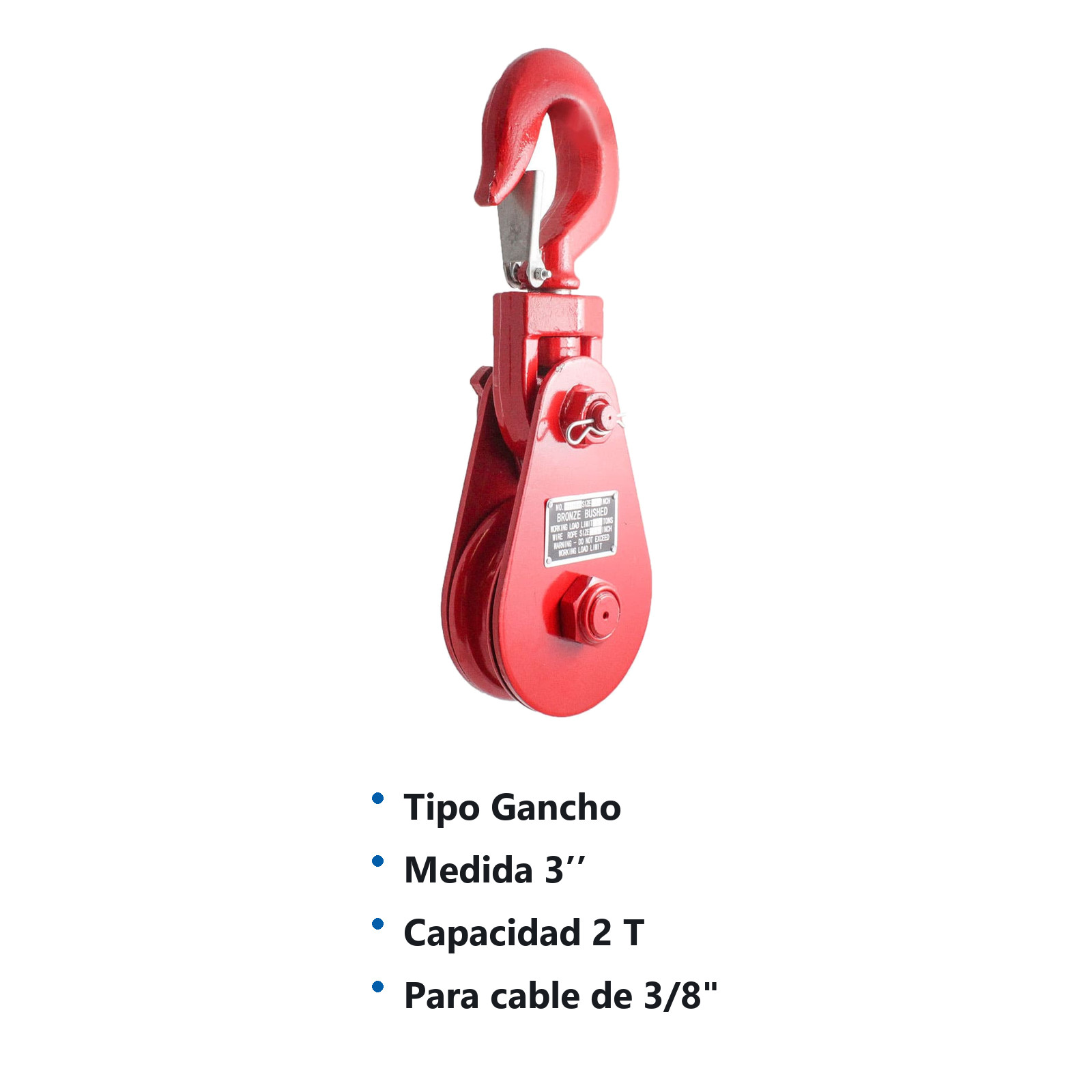 PASTECA GIRATORIA 2T-3" C/GANCHO ROJA 3/8" - Imagen 2