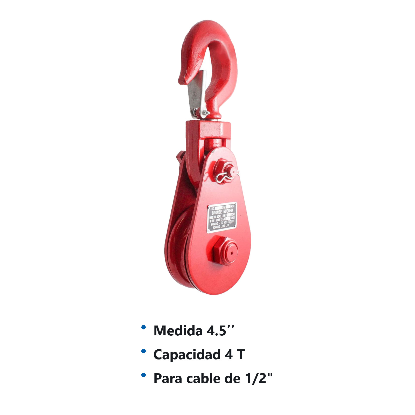 PASTECA GIRATORIA 4T-4.5" C/GANCHO ROJA 1/2" - Imagen 2