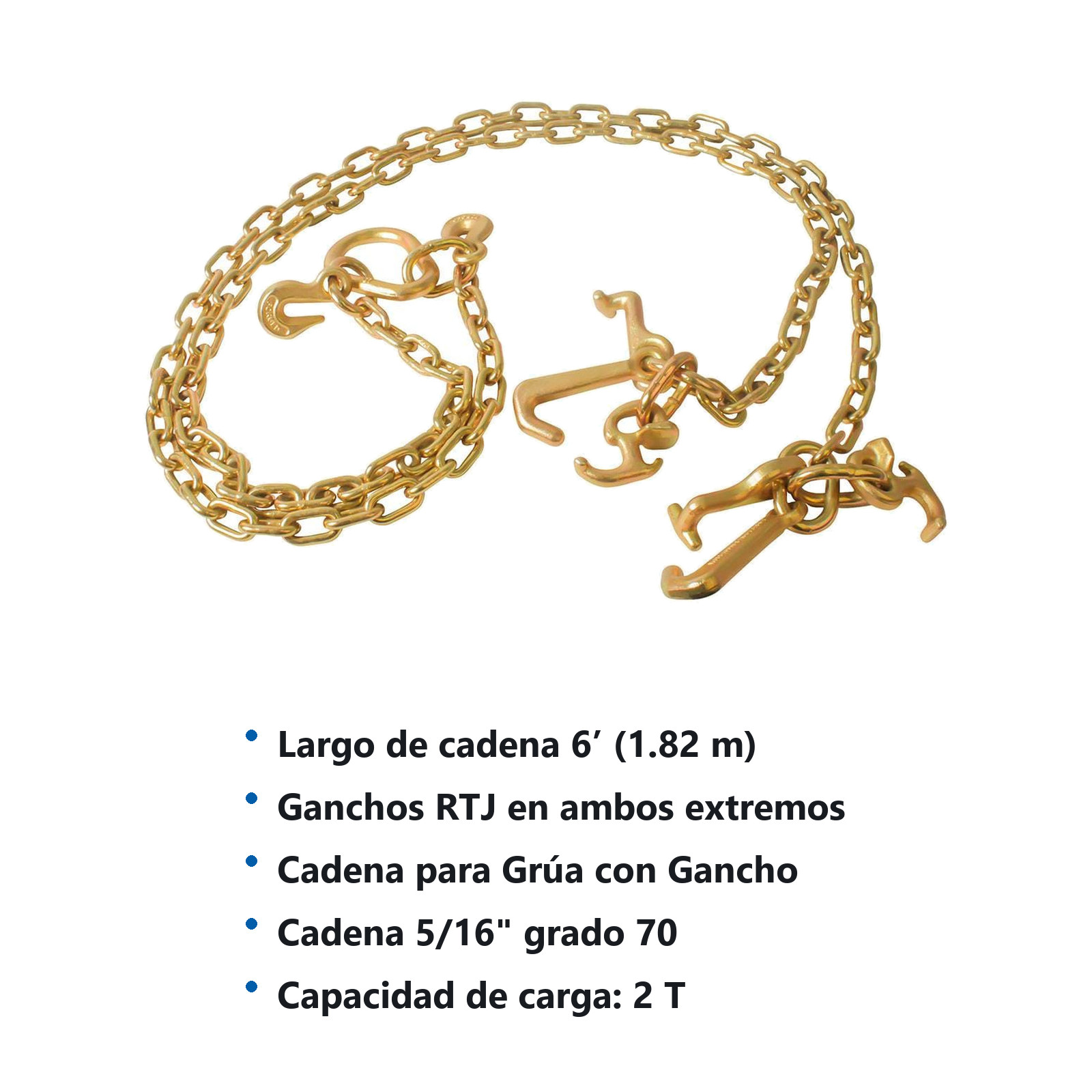 Cadena V para grua  5/16" x 6' grado 70 con grupo de ganchos RTJ - Imagen 4