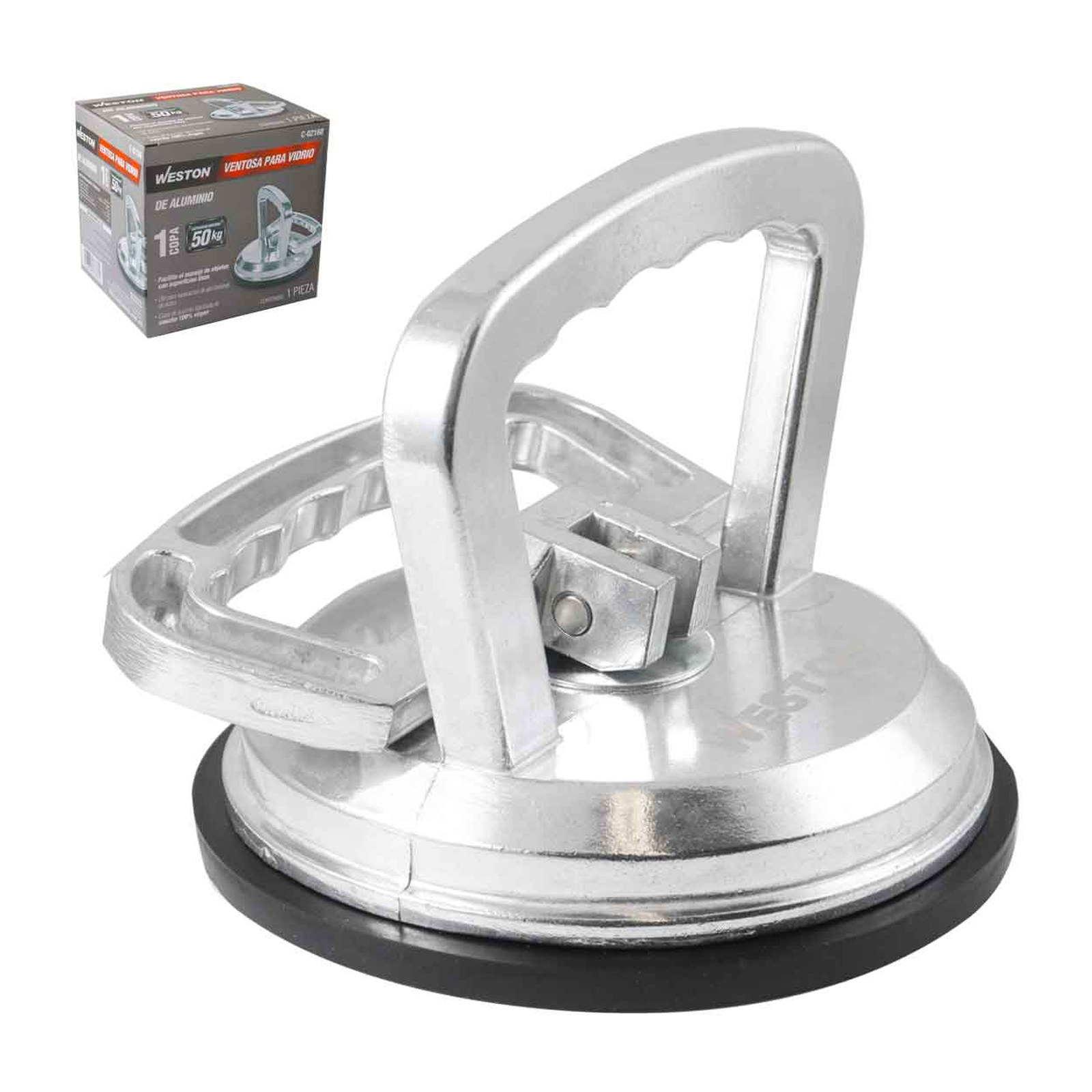 Ventosa para Vidrio de Aluminio 1 Copa 50 kg Weston
