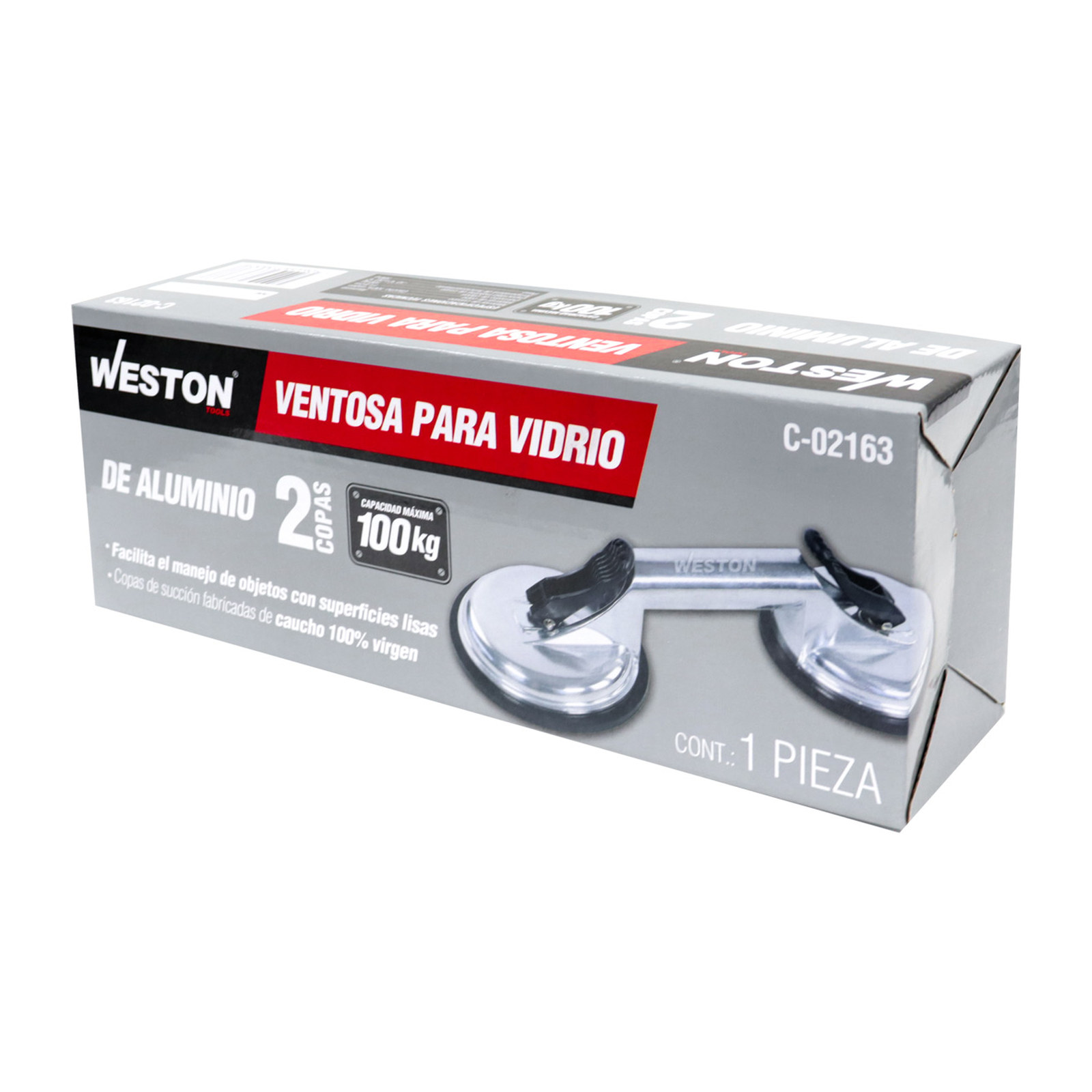 VENTOSA P/VIDRIO D/ALUMINIO 2 COPAS CAP. 100KG - Imagen 4