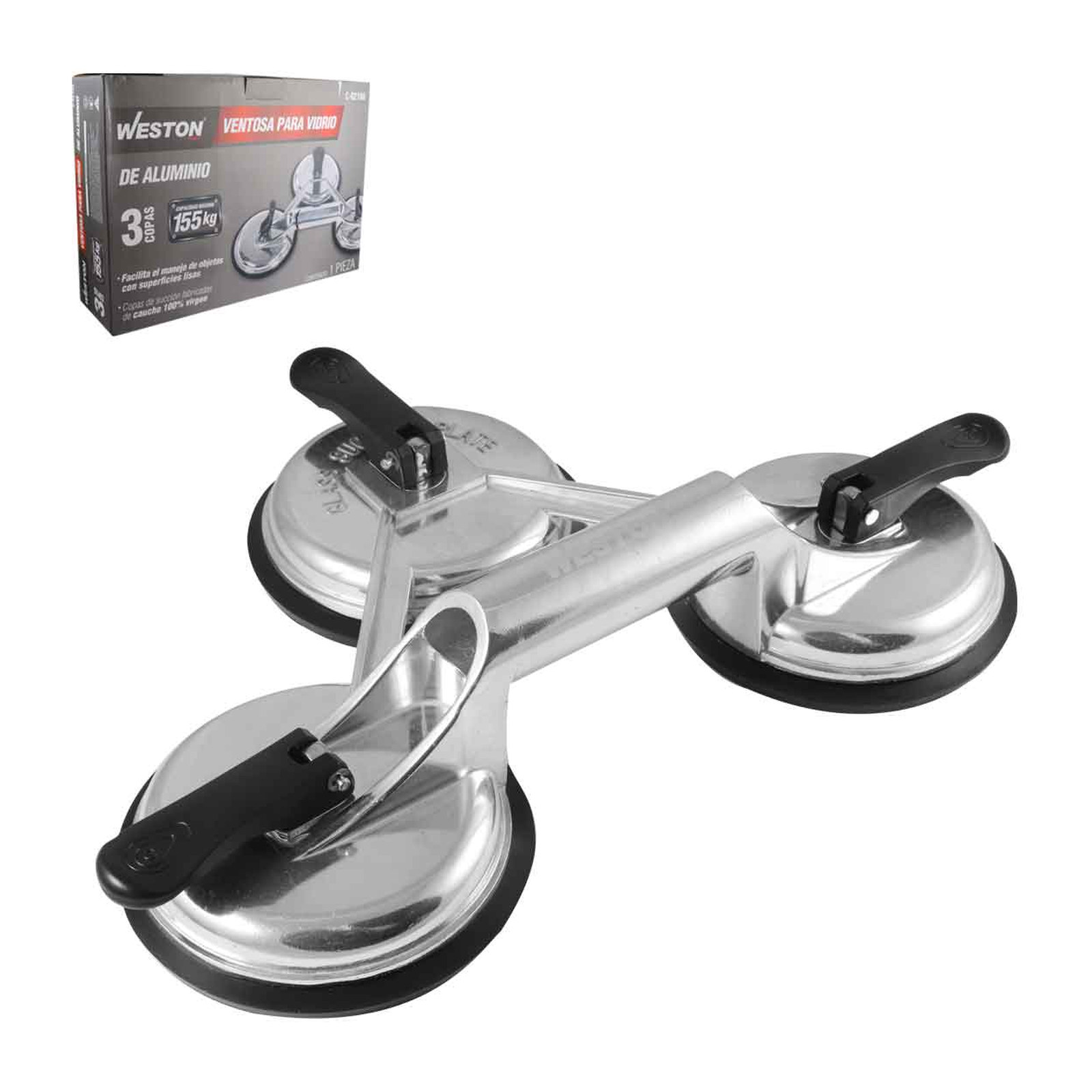 Ventosa para Vidrio de Aluminio 3 Copas 155 kg WESTON