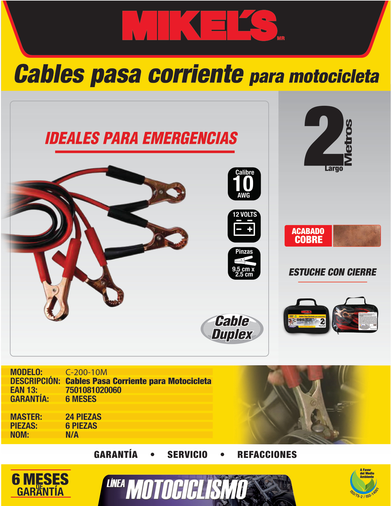 MIKELS C-200-10M Cables pasa corriente para motos - Imagen 4