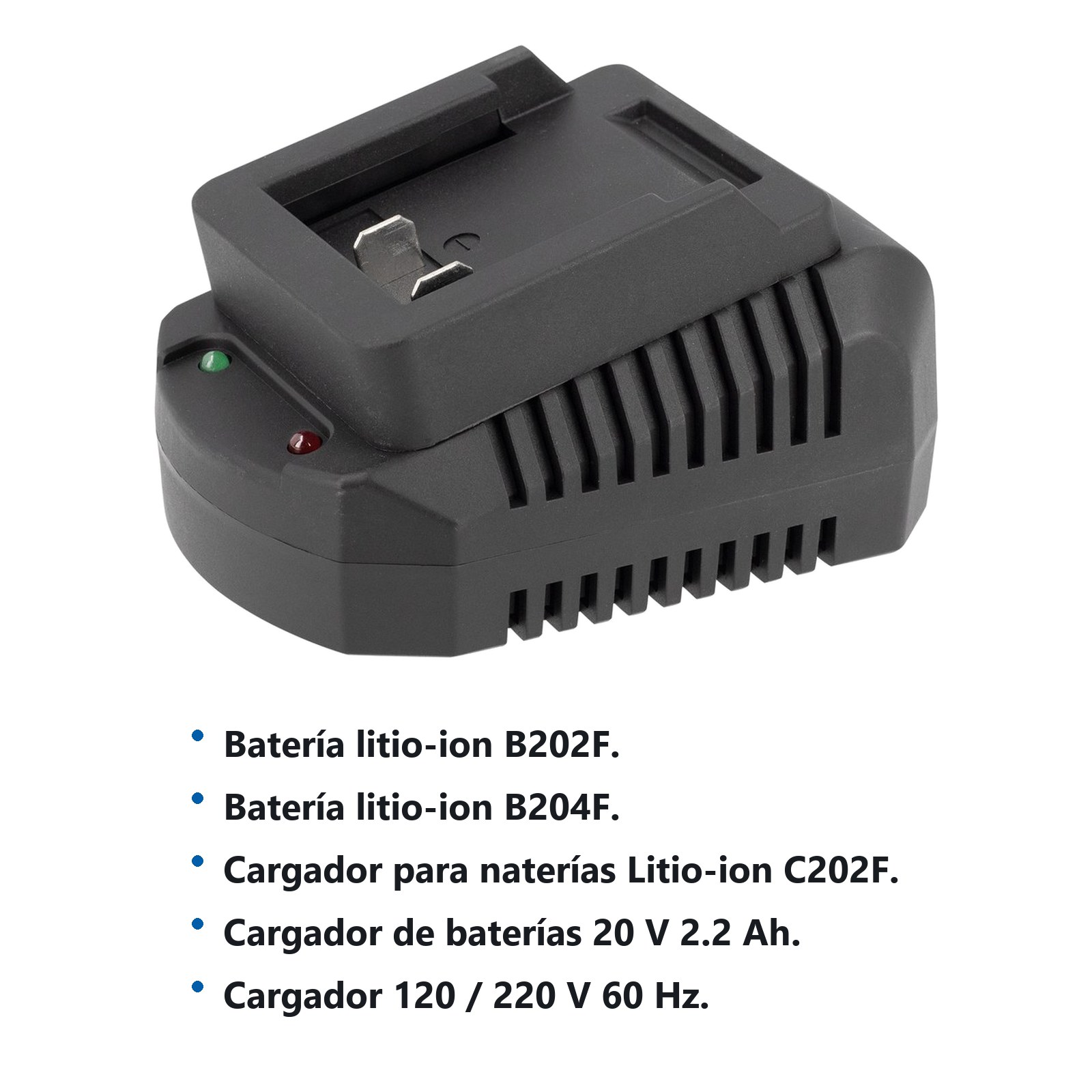 Cargador de baterías 20 V, 2.2 Ah Foy - Imagen 2