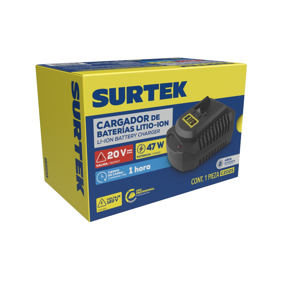 Cargador de baterías 20 V, 2.4 Ah Surtek - Imagen 2