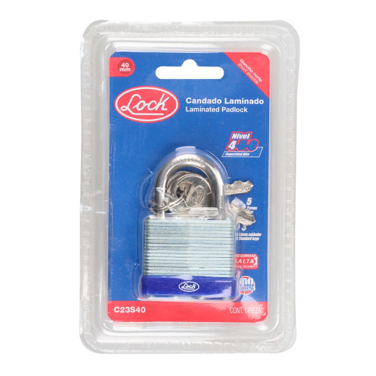 Candado laminado corto 40 mm, llave estándar Lock - Imagen 3