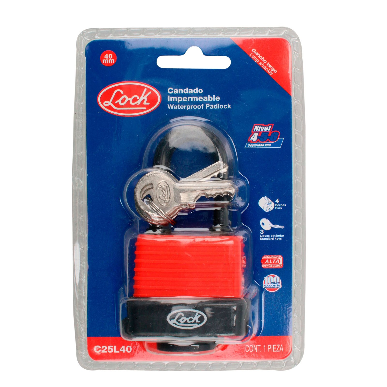 Candado impermeable largo 40 mm, llave estándar Lock - Imagen 3