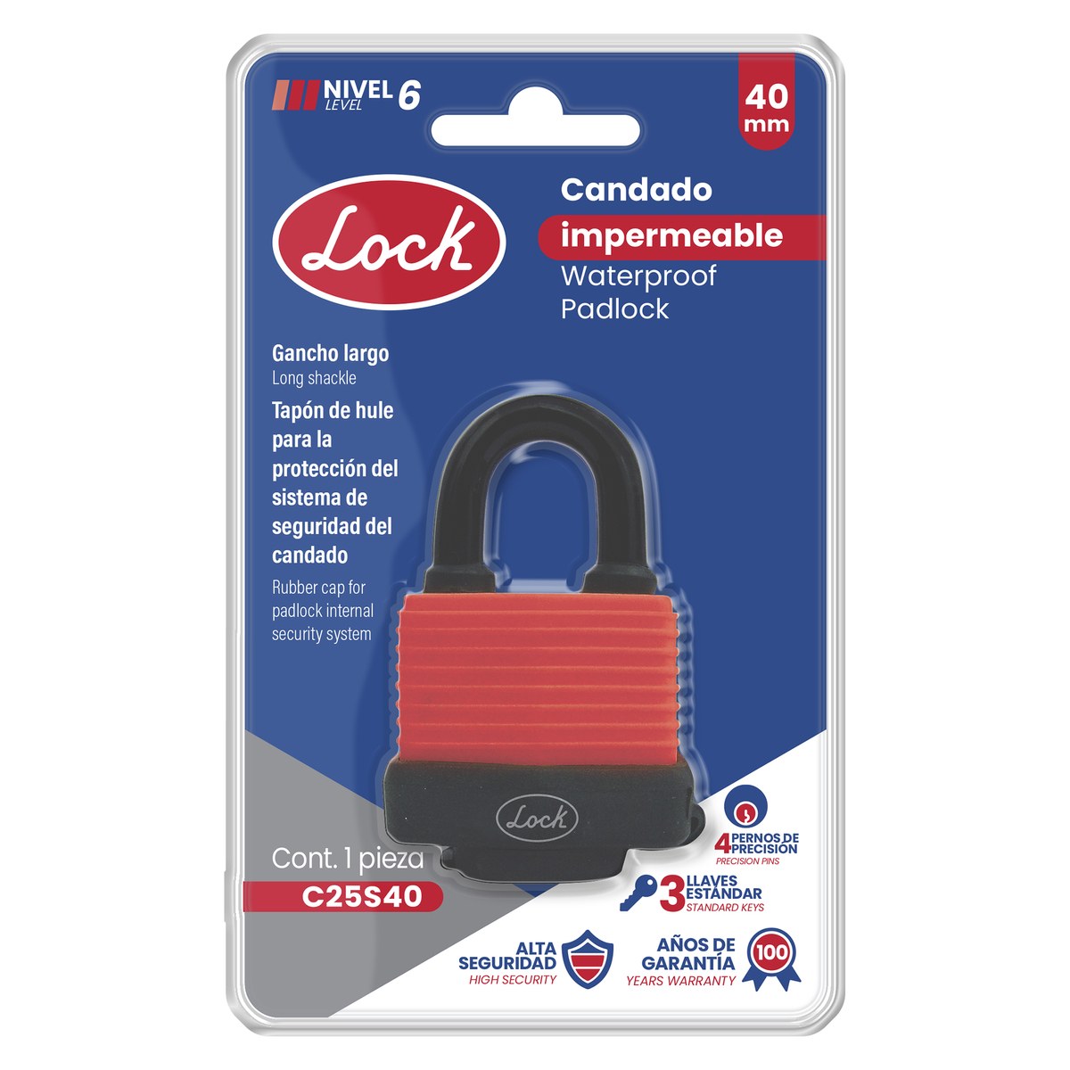 Candado impermeable corto 40 mm, llave estándar Lock - Imagen 2