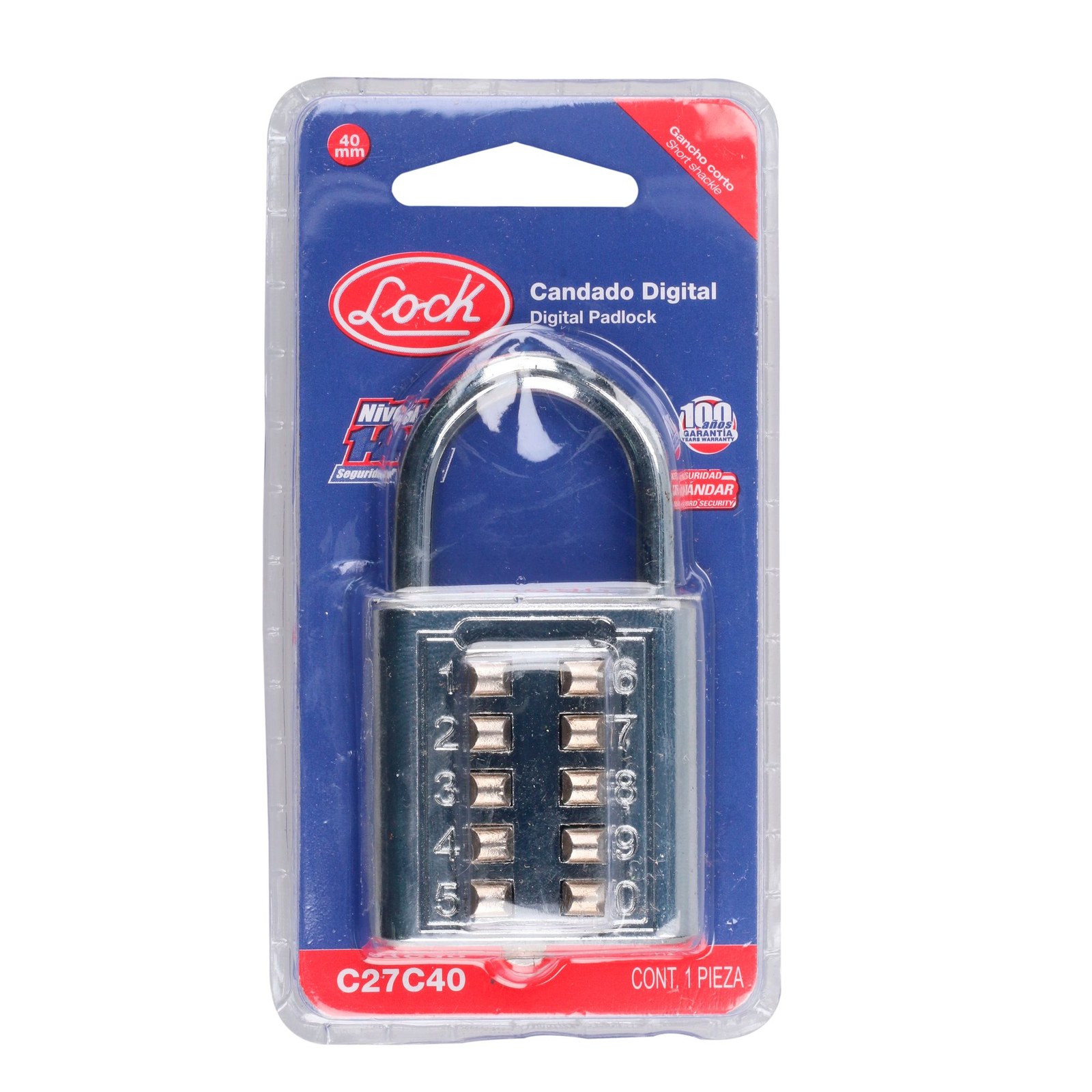 Candado de combinación, cromo brillante, 40 mm Lock - Imagen 3