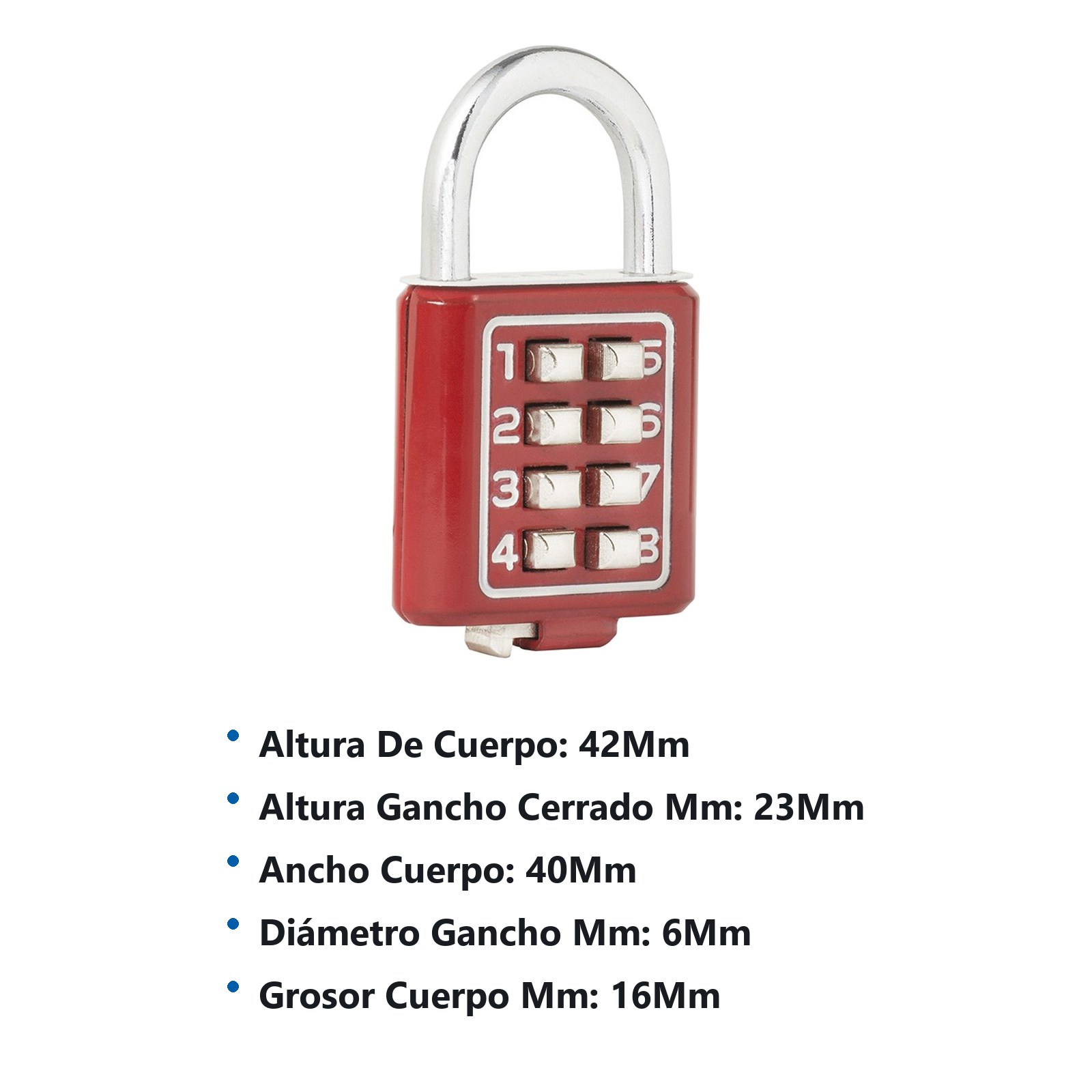 Candado de combinación, rojo, 40 mm Lock - Imagen 2
