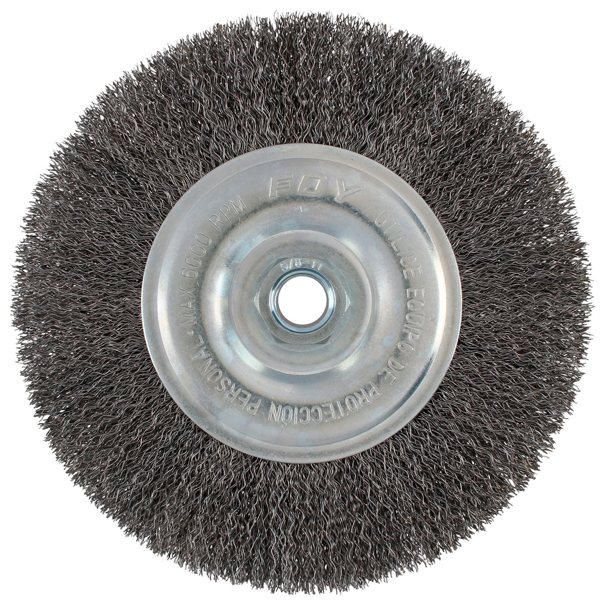 Carda circular ondulada alambre delgado 6" x 0.30 con rosca 5/8" Foy