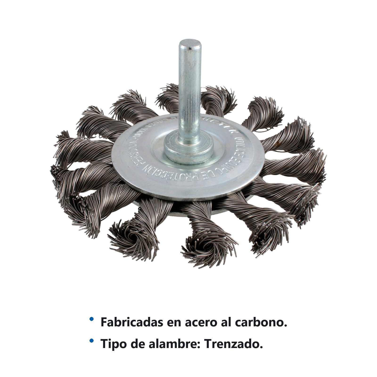 Carda circular trenzada alambre grueso 3" x 0.50 mm con zanco 1/4" Surtek - Imagen 2