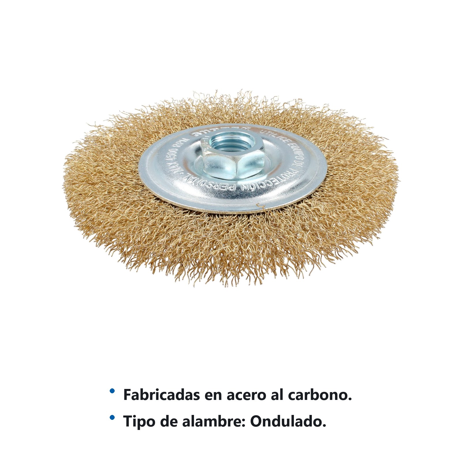Carda circular ondulada alambre delgado 6" x 0.35 mm con rosca M14 Surtek - Imagen 2