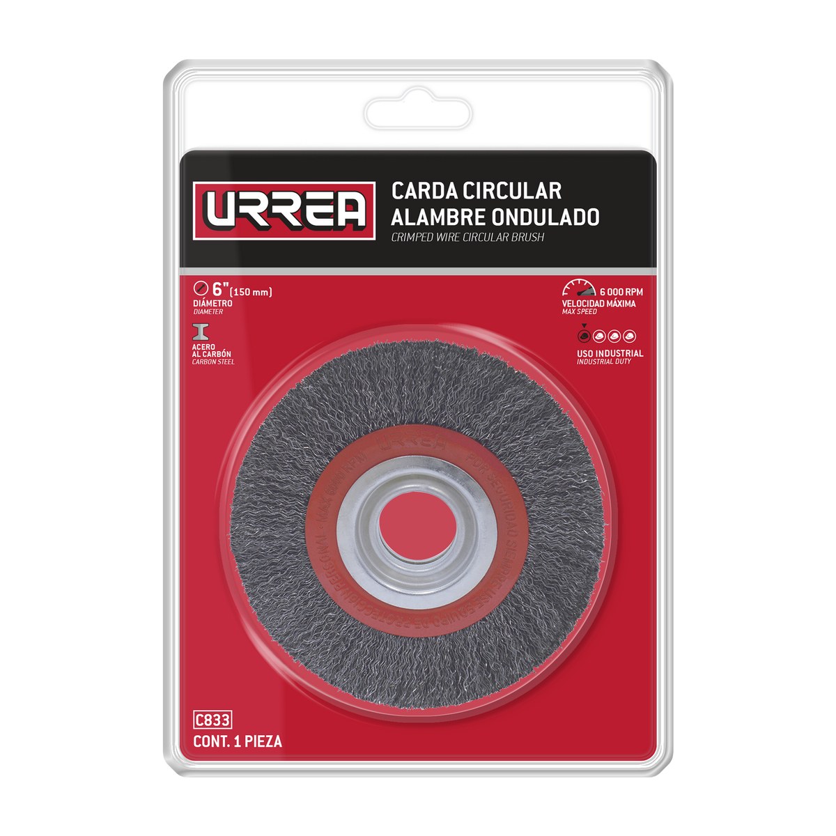 Carda circular ondulada alambre delgado para esmeril 6" x 0.35 mm multi eje Urrea - Imagen 2