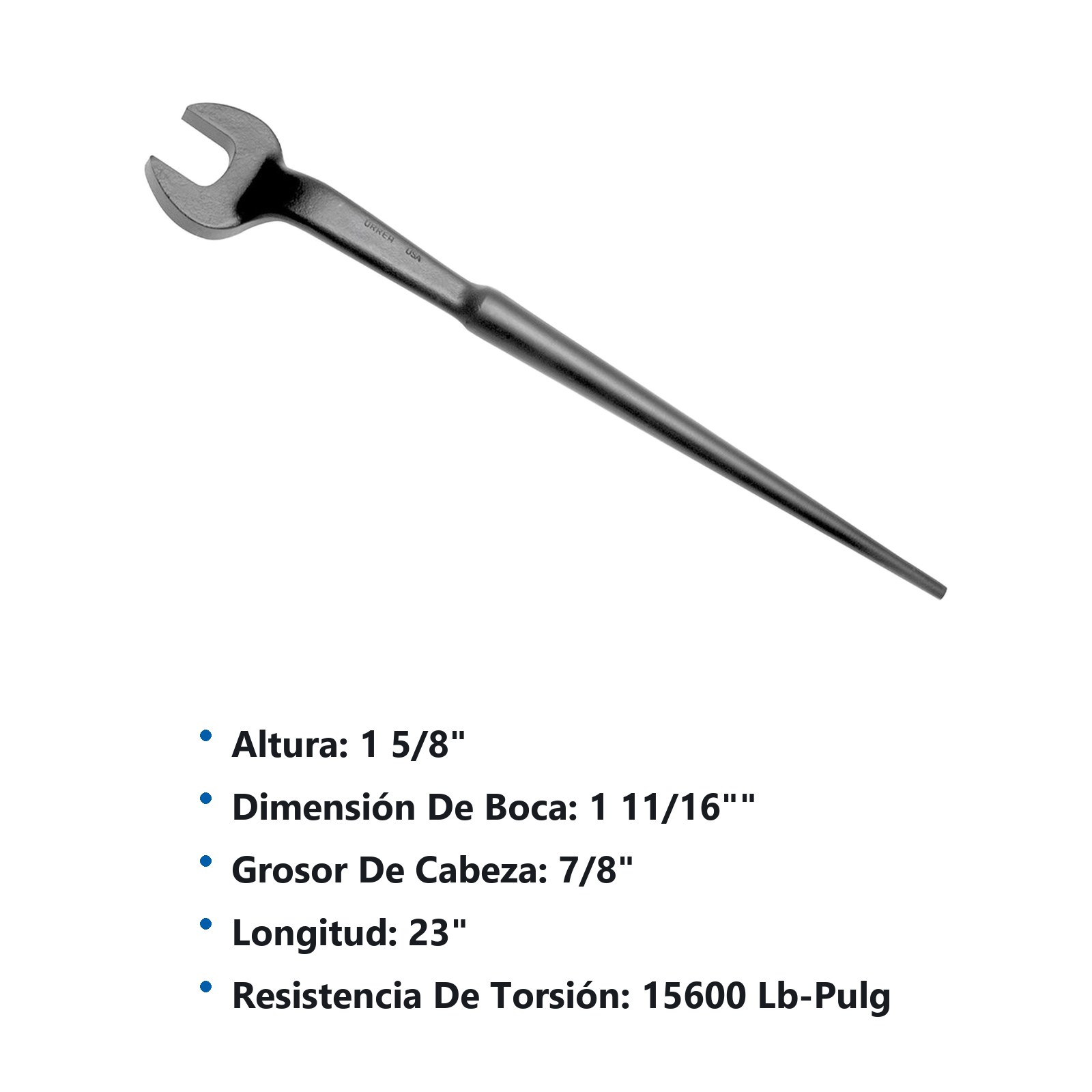 Llave estructural con boca española fosfatizada en pulgadas, 1-11/16" Urrea - Imagen 2