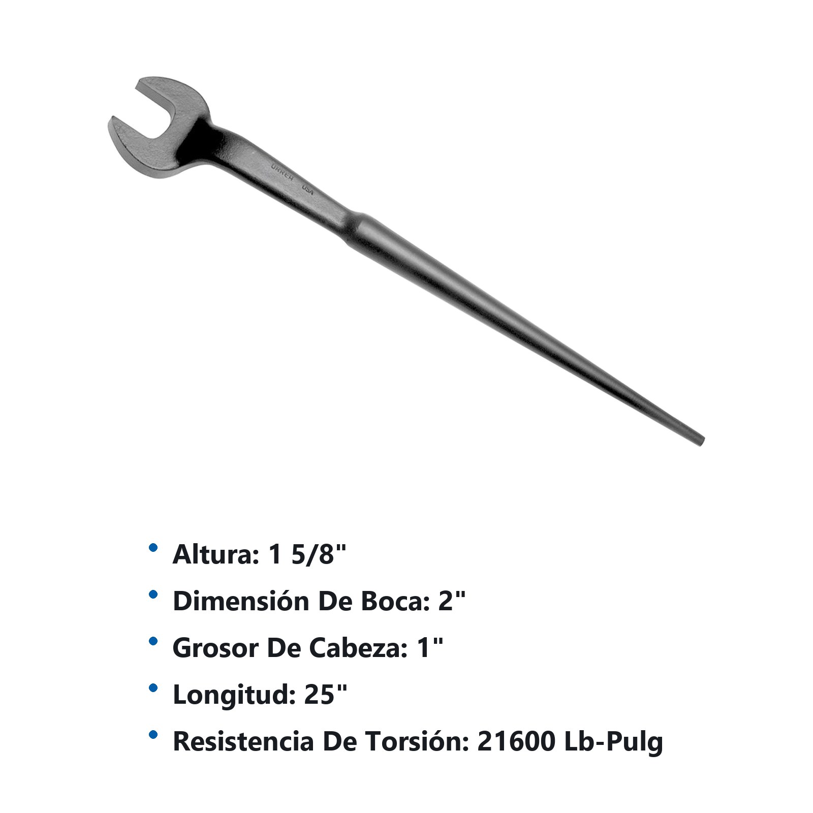Llave estructural con boca española fosfatizada en pulgadas, 2" Urrea - Imagen 2