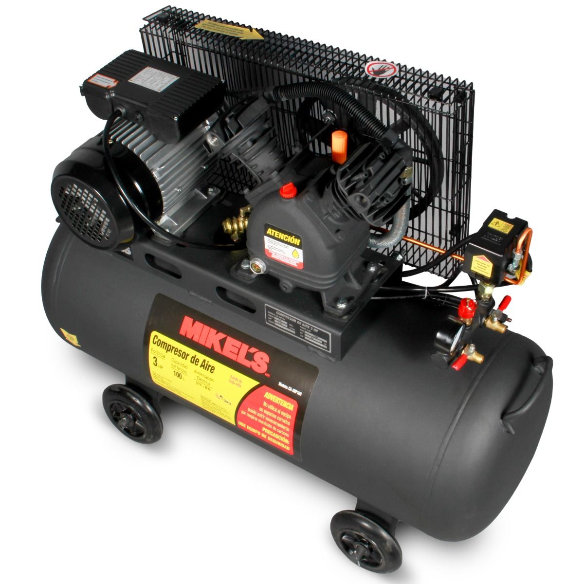MIKELS CA-3HP100 Compresor de aire 3 HP con banda (100 lts) - Imagen 2