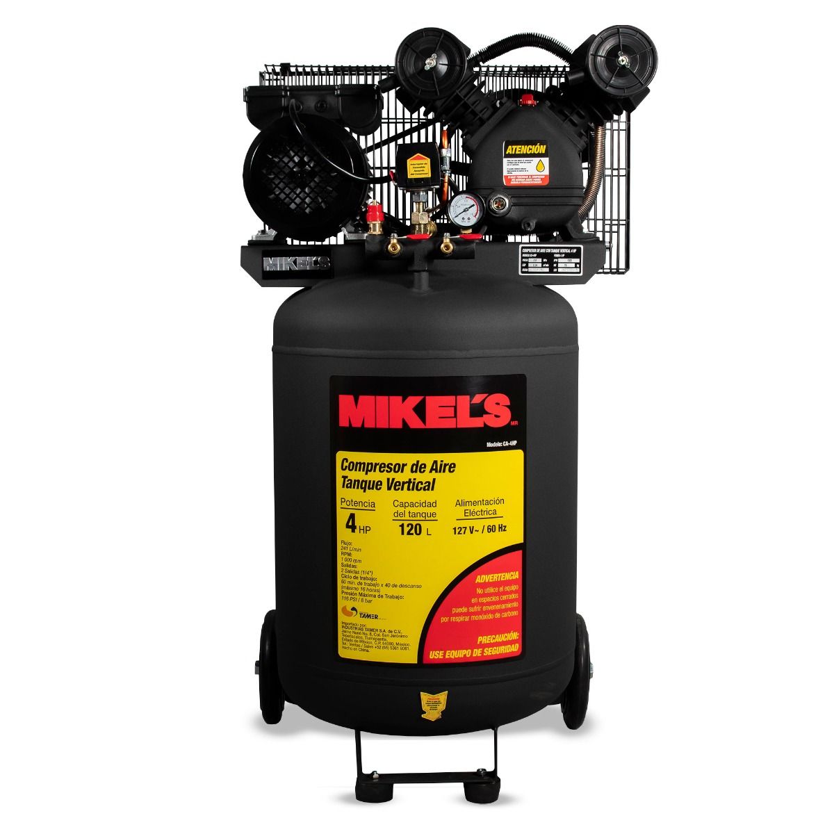 MIKELS CA-4HP Compresor de aire vertical 4 HP (120 lts)