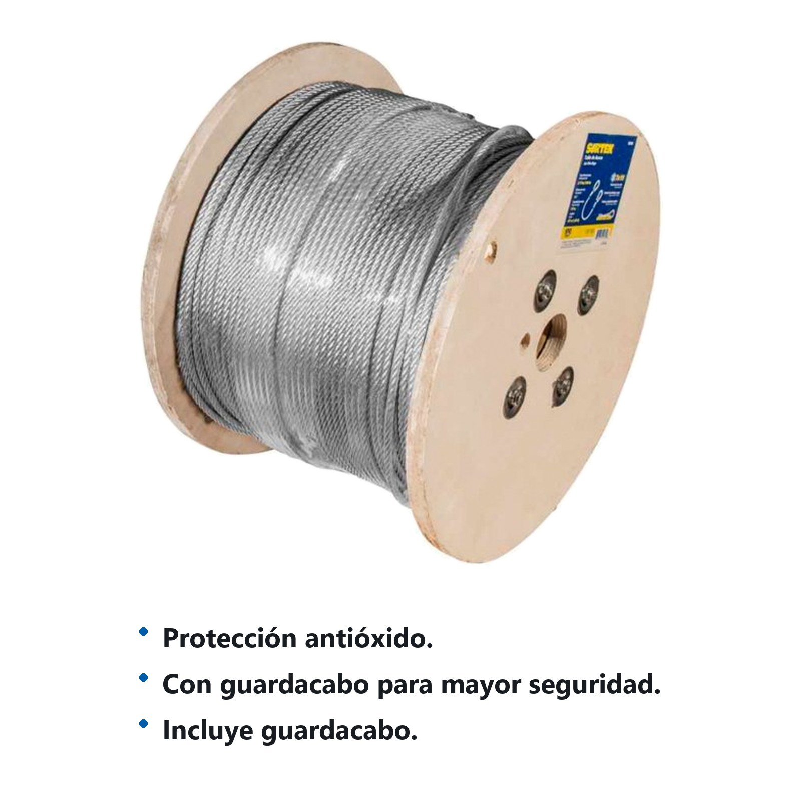 Cable de acero con guardacabo 3/16" x 457 m construcción de 7 x 19 Surtek - Imagen 2